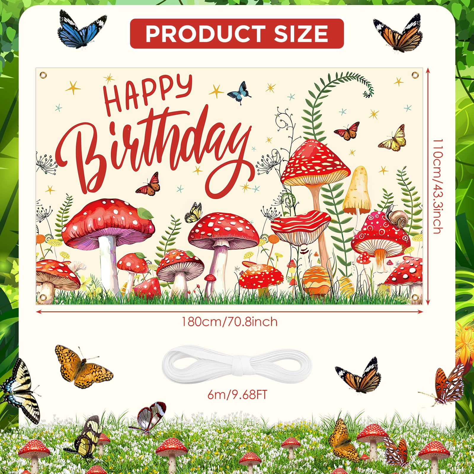 Whimsical Mushroom Birthday Party Decorations Set - Wildflower & Fairy Forest Backdrop Banner for Kids Birthday Photography - Perfect for Fairy Tale, Woodland, and Wonderland Themed Parties