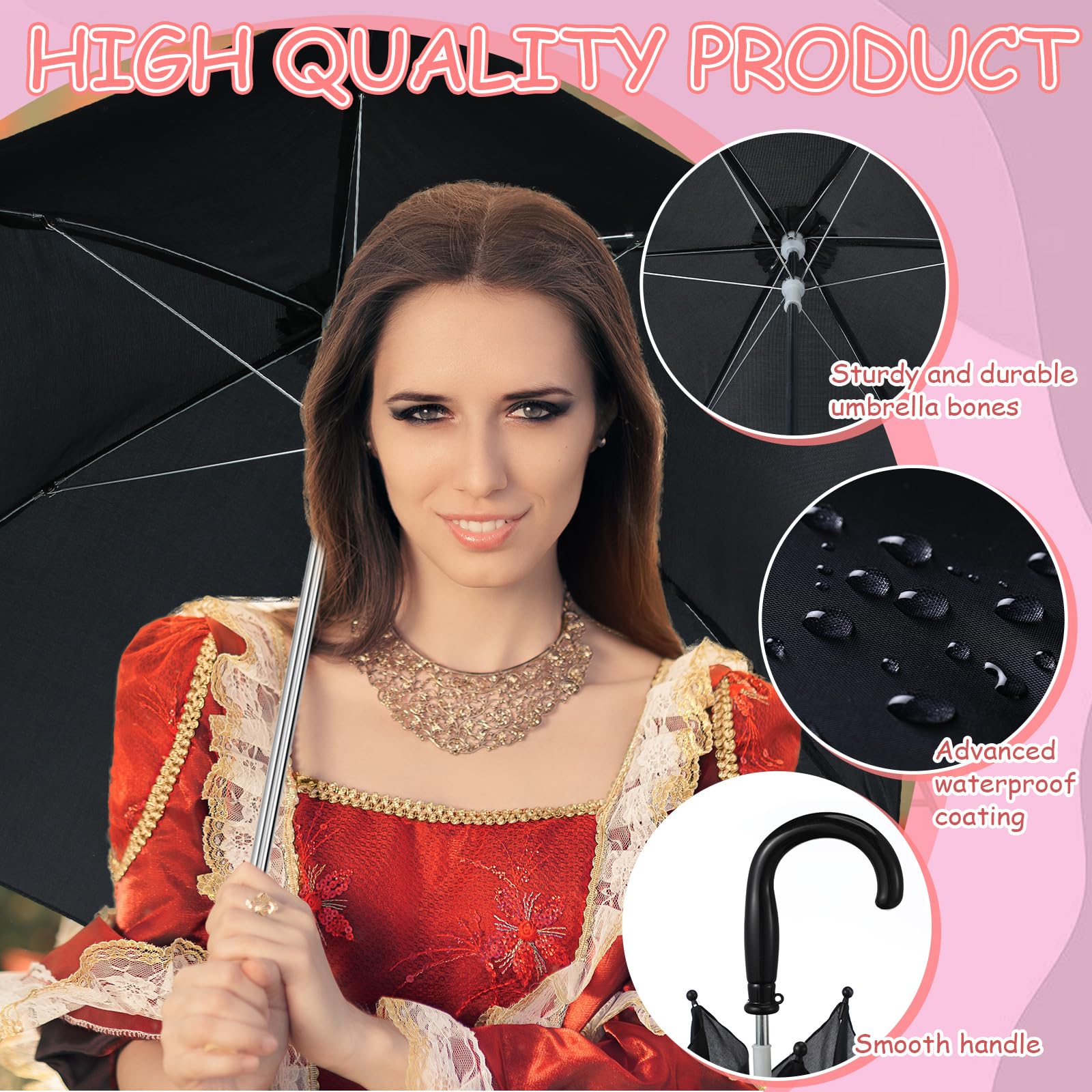 12 Pack DIY Second Line Umbrella Parasols - Wedding, Bridal & Masquerade Party Decorations - Perfect for Mardi Gras, Carnival & Outdoor Celebrations