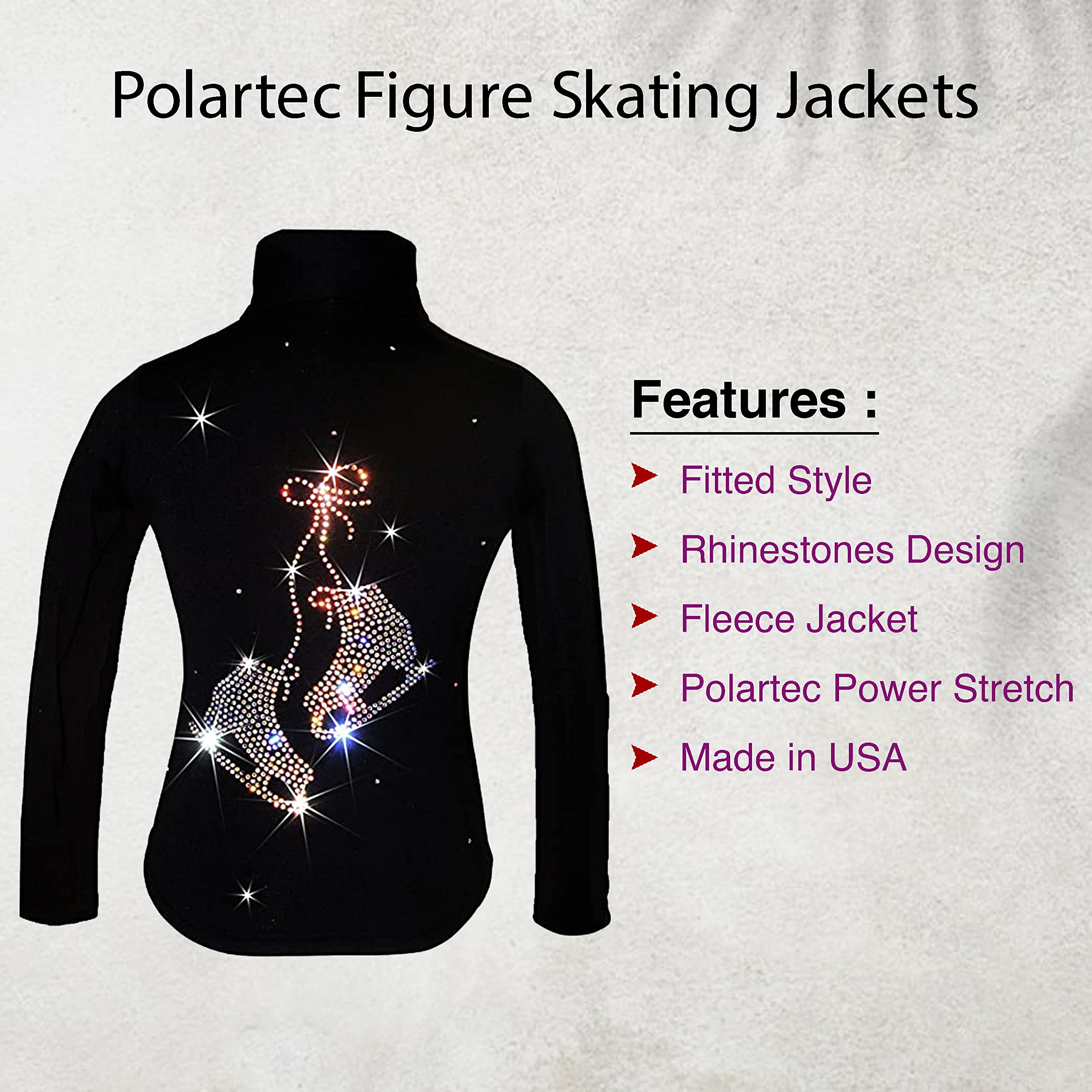 Stylish Ice Fire Polartec Figure Skating Jacket with Rhinestone Design - Includes Matching Skates | Warm & Fashionable Winter Sports Outerwear for Ice Skating Performances & Competitions