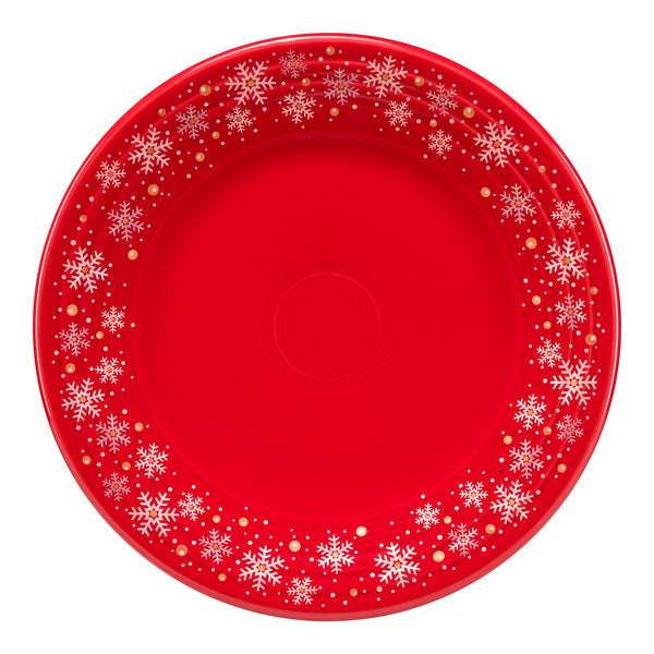 Snowflake Classic Rim 10.5 Inch Dinner Plates - Set of 4 Elegant Porcelain Plates for Holiday Dining, Christmas Table Setting & Winter Party Decor