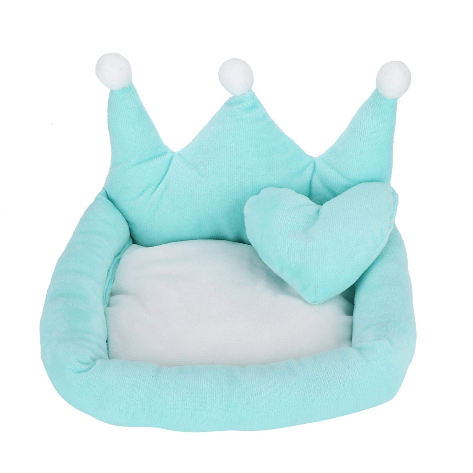 HASAKI Small Pet Crown Sofa Bed - Plush Cotton Hamster Sleeping Cushion & Mini Pillow for Guinea Pigs, Rabbits, Mice - Green Cozy Pet Couch for Cage, Playpen or Home Decor