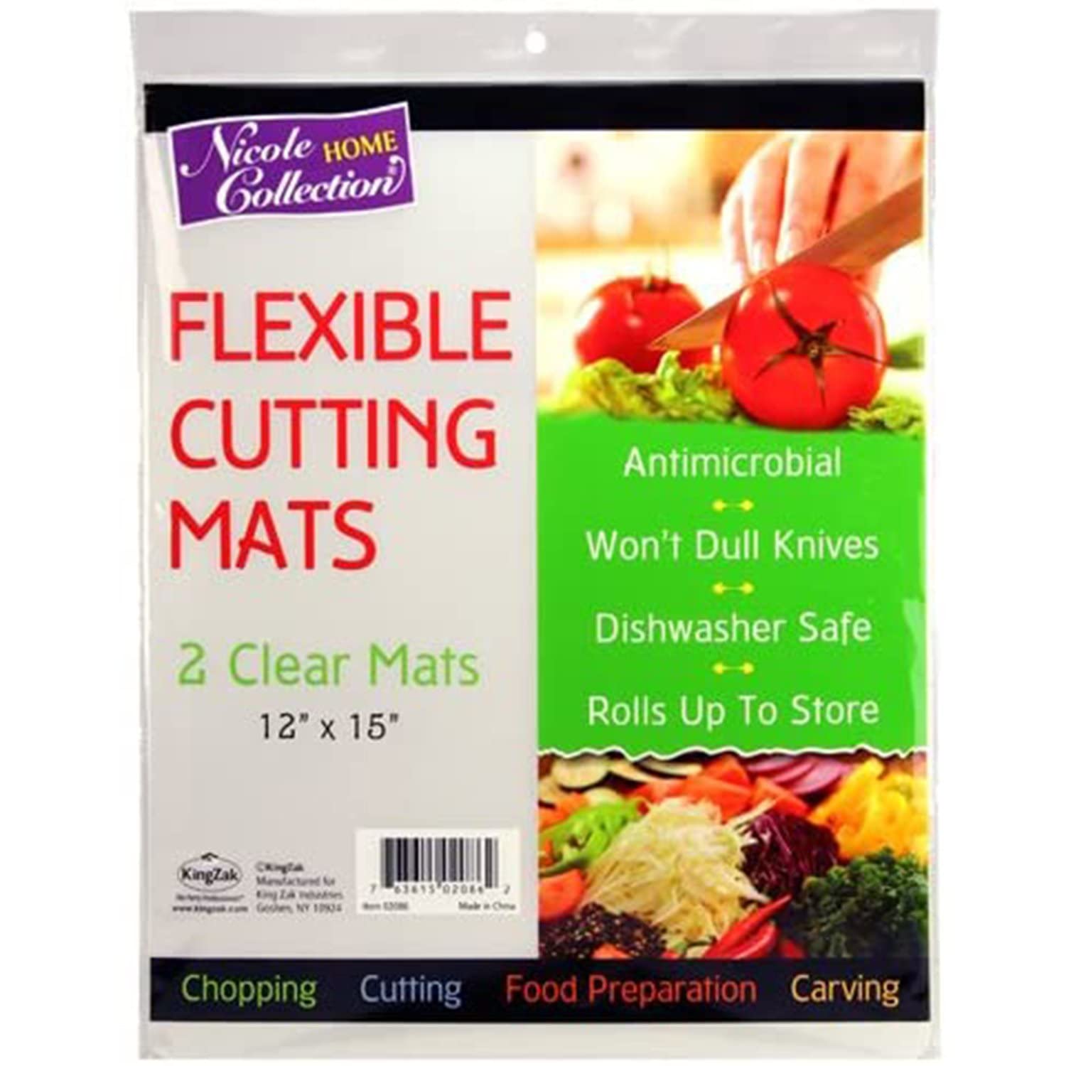 Flexible Plastic Cutting Board Mats Set - 2 Clear Non-Slip Kitchen Cutting Boards for Chopping, Slicing & Food Prep | Dishwasher Safe & BPA Free | Perfect for Meal Prep, Cooking & Baking