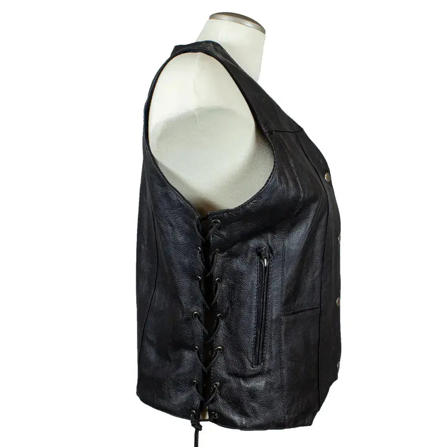 Open Road Women's Genuine Leather Vest - Stylish Biker Jacket for Motorcycle Riding & Casual Outfits