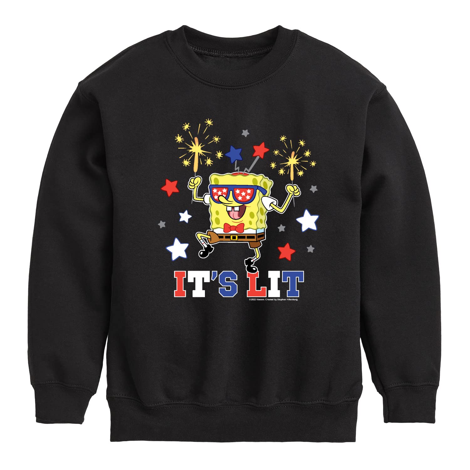 Spongebob Squarepants 'It's Lit' Fleece Crewneck Sweatshirt for Toddlers & Kids | Soft & Warm Pullover for Boys & Girls | Perfect for School, Playdates & Casual Outings
