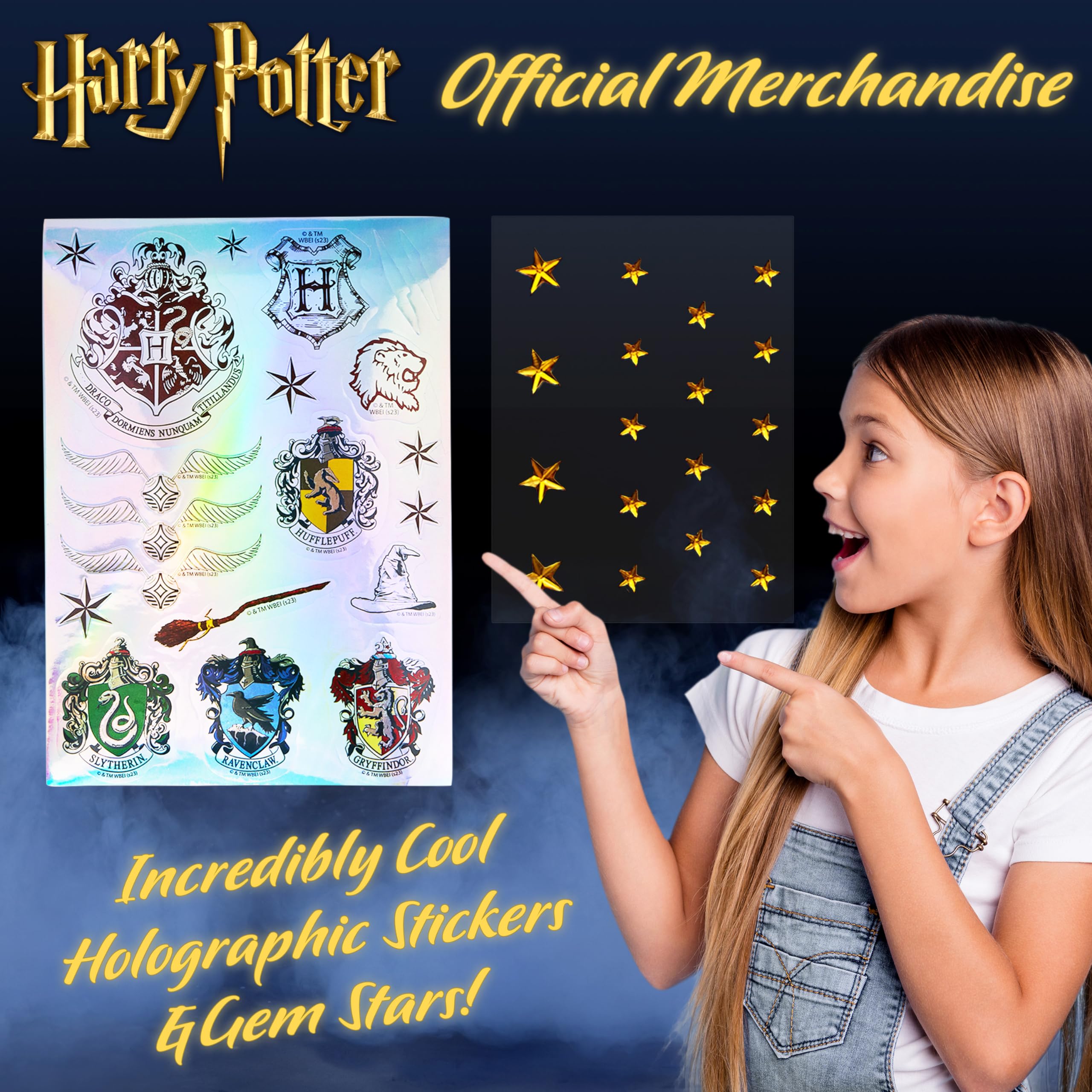 Harry Potter DIY Scrapbook Kit for Kids - Creative Journal Set with Stickers, Stamps & Notebook | Arts and Crafts Supplies for School Projects, Birthday Gifts & Memory Keeping (Black/Burgundy)