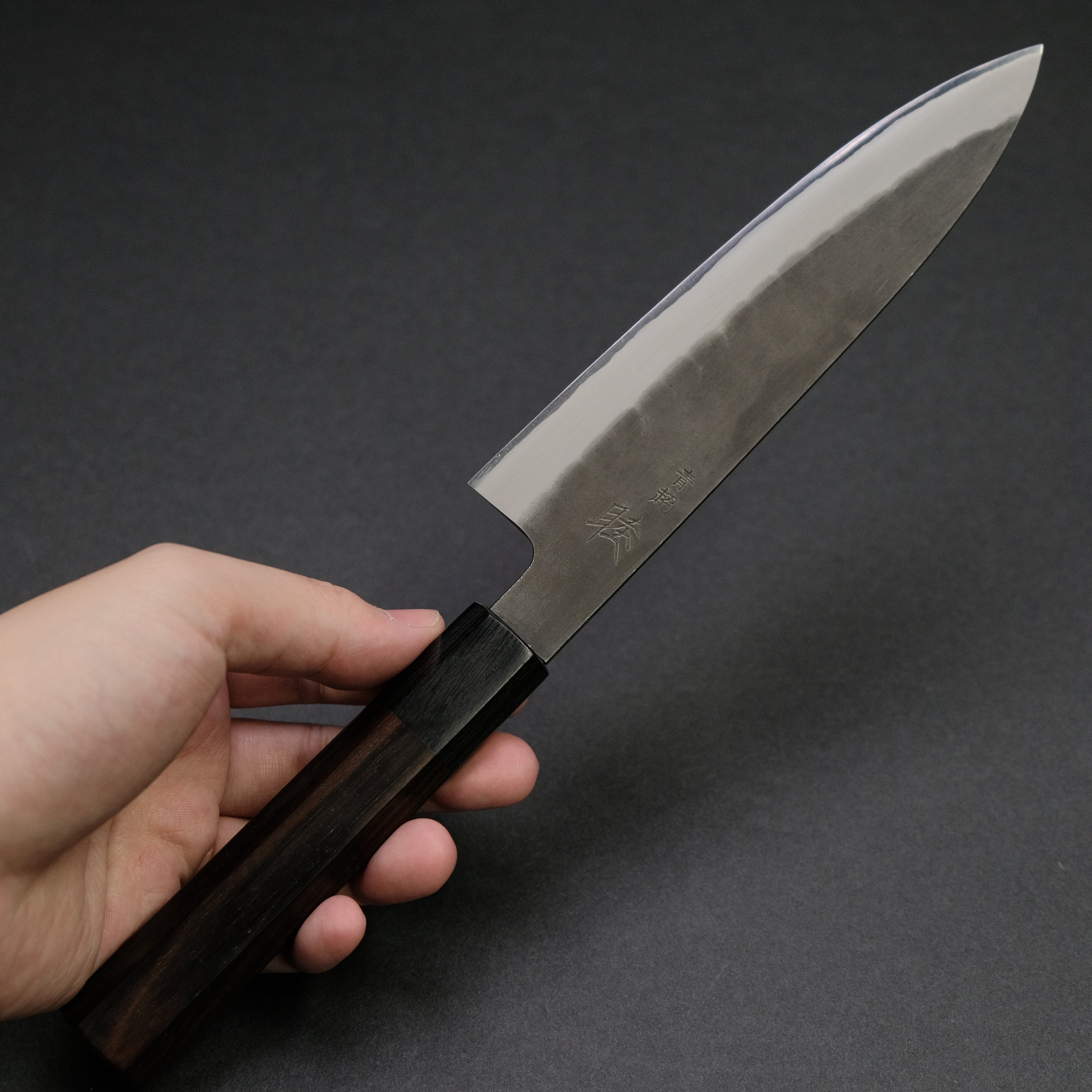 Premium Mutsumi Blue Super Kurouchi Tsuchime Petty Knife 150mm - Handcrafted Japanese Kitchen Knife with Ebony Wood Handle - Perfect for Slicing, Peeling & Precision Cutting Fruits, Vegetables & Boneless Meat