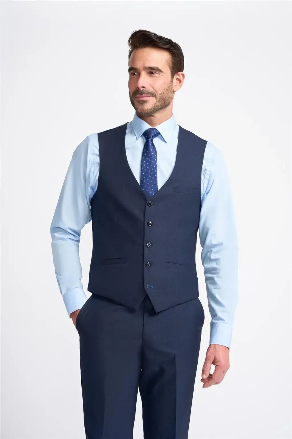 Cavani Seeba Navy Plain Waistcoat for Men - Slim Fit Formal Vest - Perfect for Weddings, Business Meetings & Office Wear
