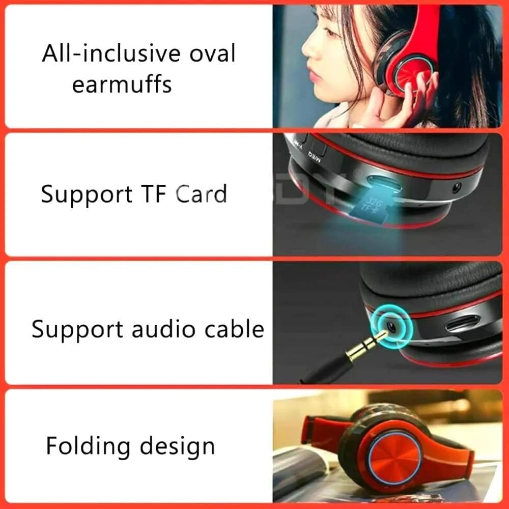 B39 Bluetooth Wireless Gaming Headset - Foldable Lightweight Over-Ear Headphones with Built-in Mic, 20H Battery Life for Mobile Gaming, PC, PS4, Xbox (Black) - Perfect for Online Gaming, Work Calls & Music Streaming