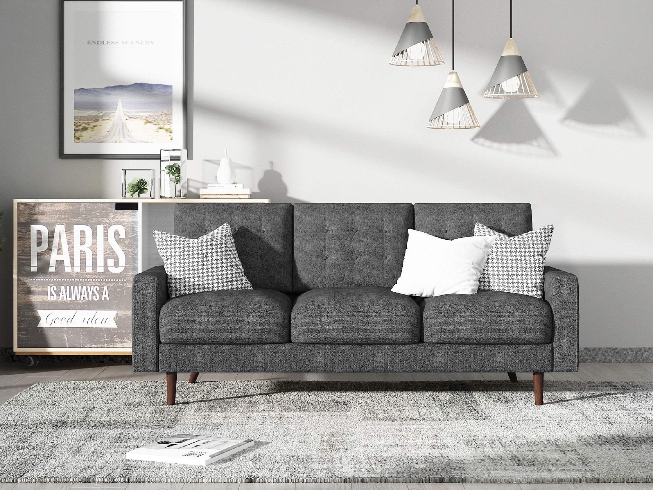 Mid Century Modern Tufted Sofa 71.7