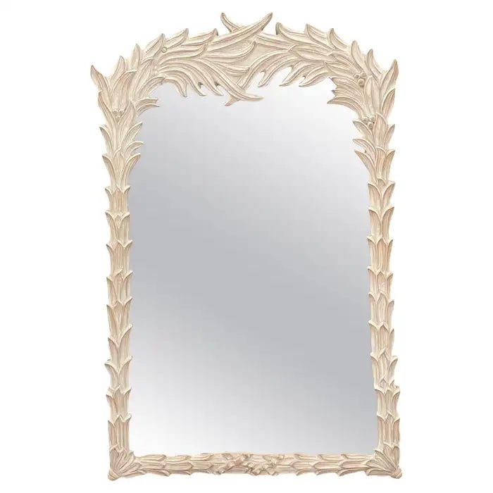 Handmade Carved Indian Mirror with Frond Design - Boho Wall Decor for Bedroom, Living Room & Bathroom