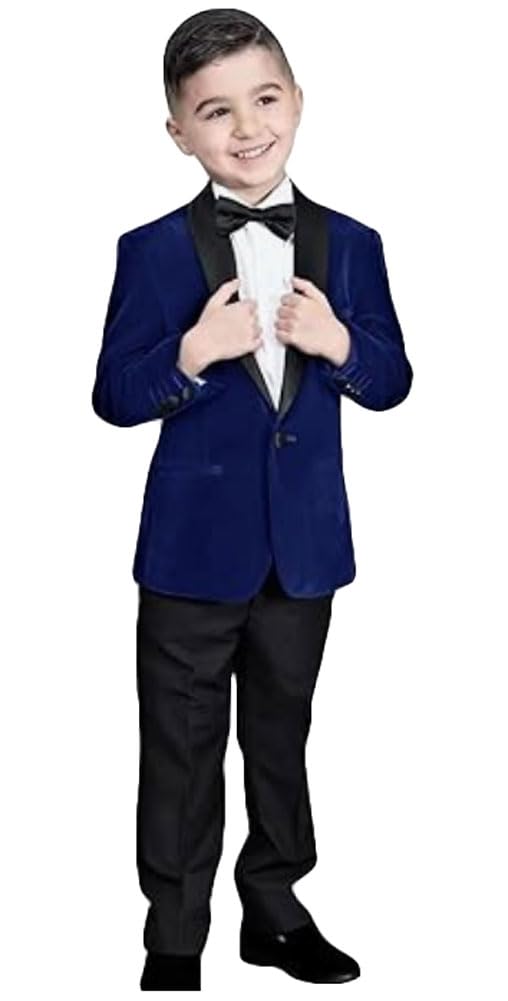2-Piece Velvet Boys Suit with Shawl Lapel - Single Button Tuxedo for Weddings, Parties & Formal Events - Elegant Kids Formal Wear for Special Occasions