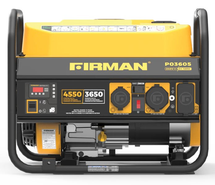 Firman P03605 3650/4550 Watt Portable Gas Generator with 30 Amp 120/240V Recoil Start - Ideal for Home Backup Power, Camping & Outdoor Activities