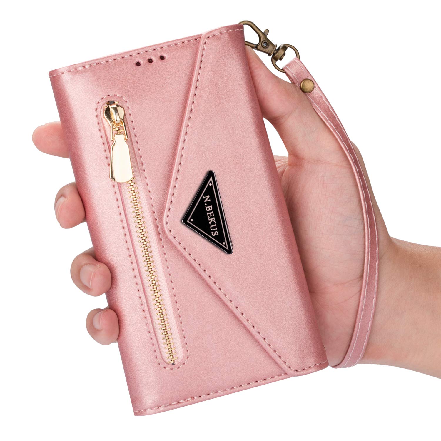 Samsung Galaxy S22 Plus Wallet Case with Crossbody Strap & ID Holder - Rose Gold XK | Slim Protective Phone Cover for Women, Travel, Shopping, and Everyday Use