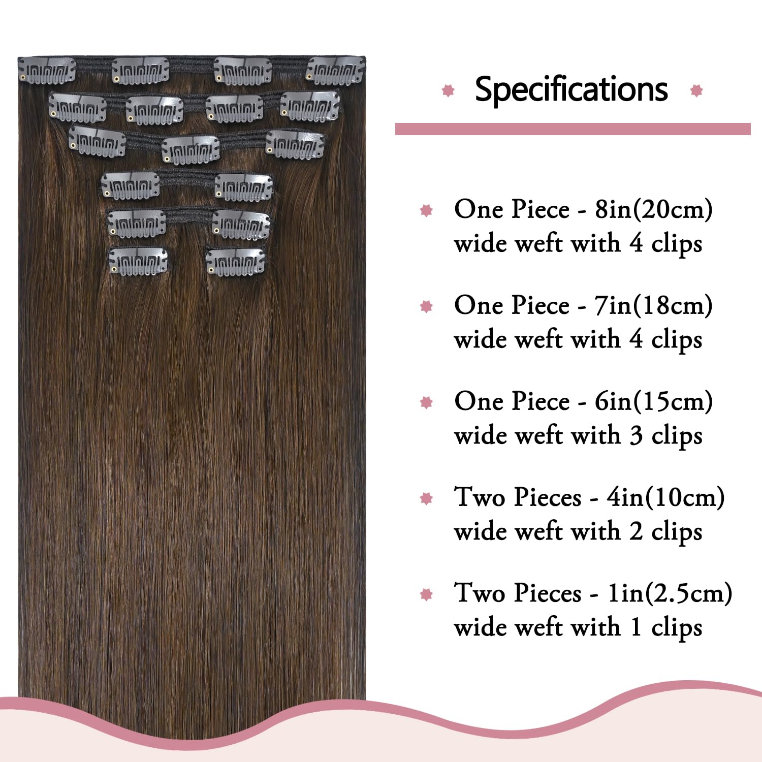 HUAYI 20 Inch Medium Brown Clip-In Hair Extensions - 7pcs 70g Real Human Remy Hair, Soft & Natural Straight Double Weft for Women | #4 Chocolate Brown | Perfect for Daily Wear, Parties & Special Occasions