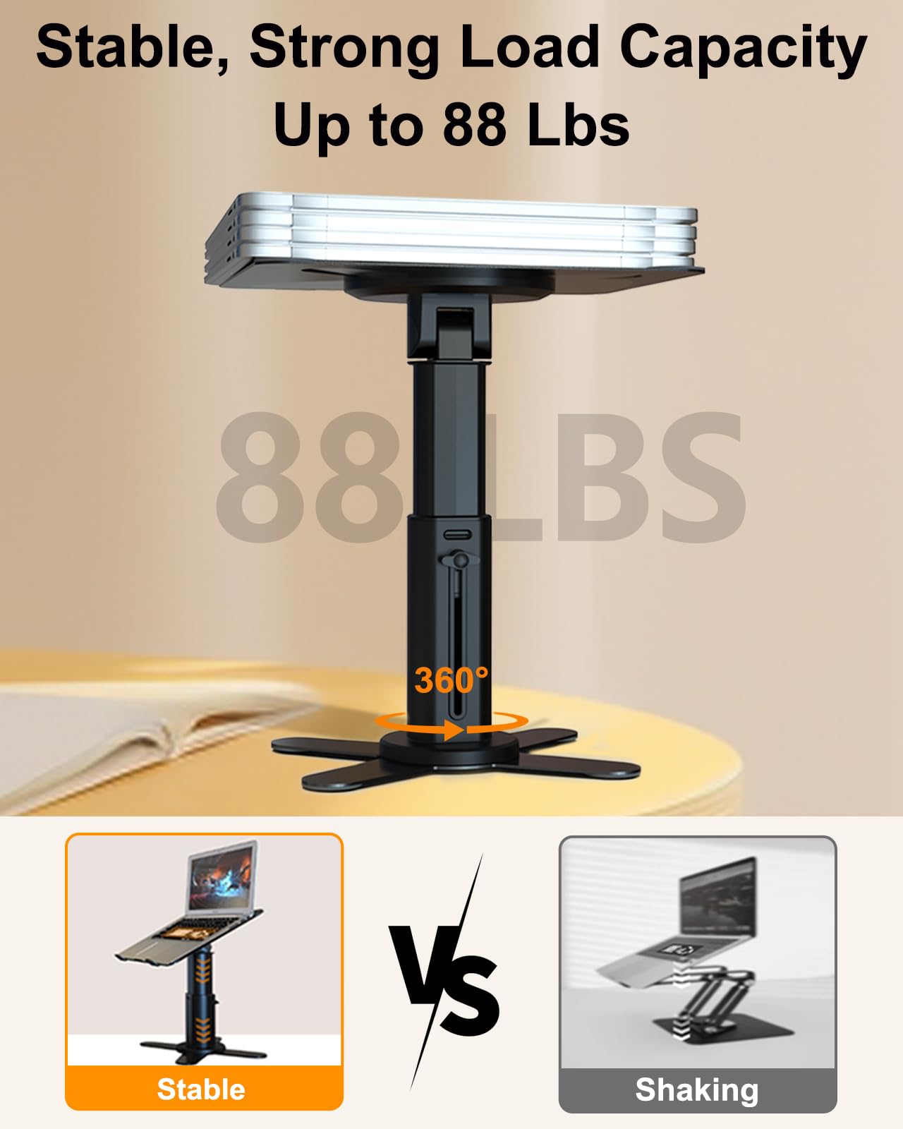 360° Rotating Adjustable Laptop Stand for Desk - Ergonomic Height & Angle Computer Stand for MacBook Pro/Air, Dell, Lenovo, HP 11