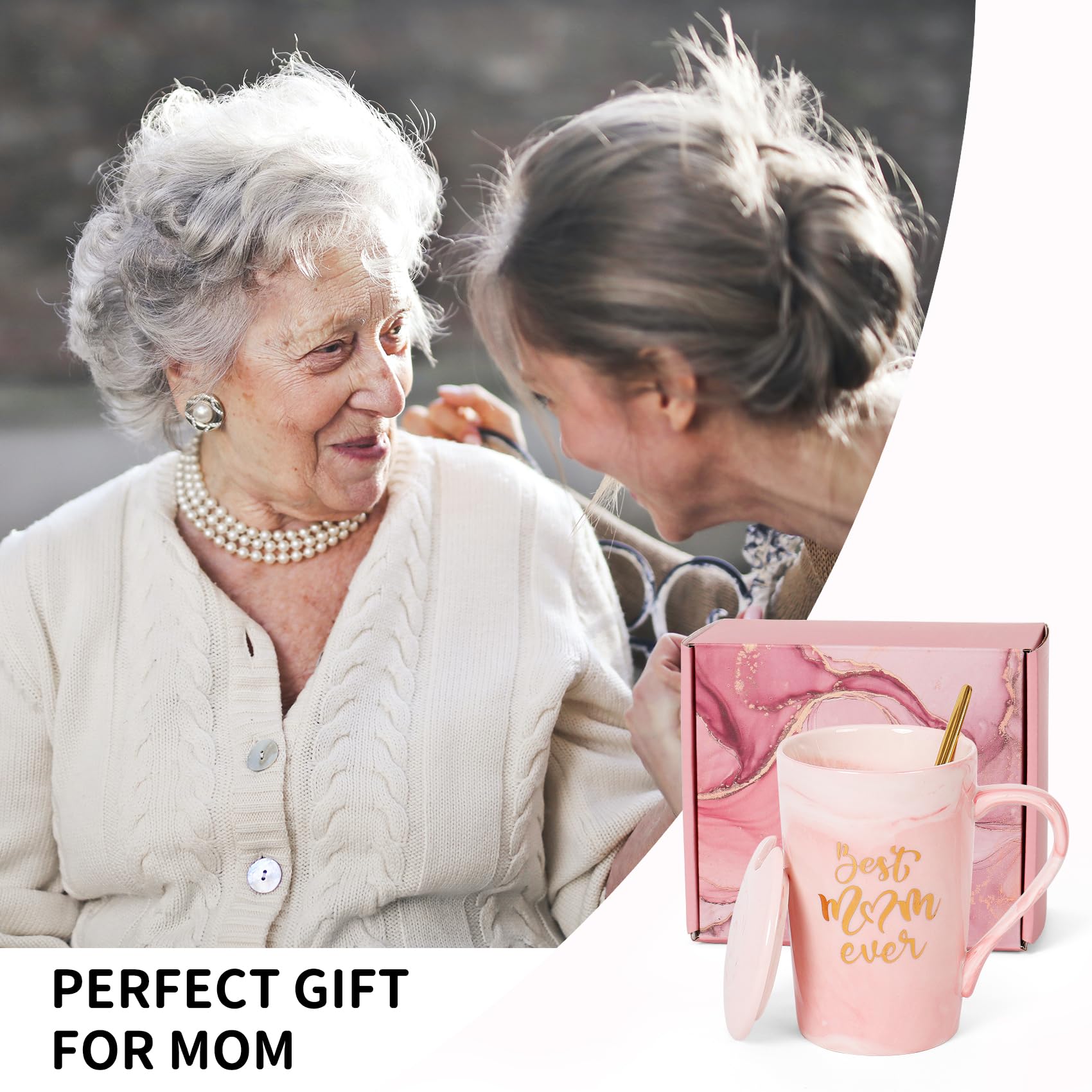 Best Mom Ever Funny Coffee Mug - 12 oz Pink Ceramic Cup for Women, Birthday & Christmas Gift Ideas - Perfect for Mother's Day, Office Use & Cozy Home Mornings