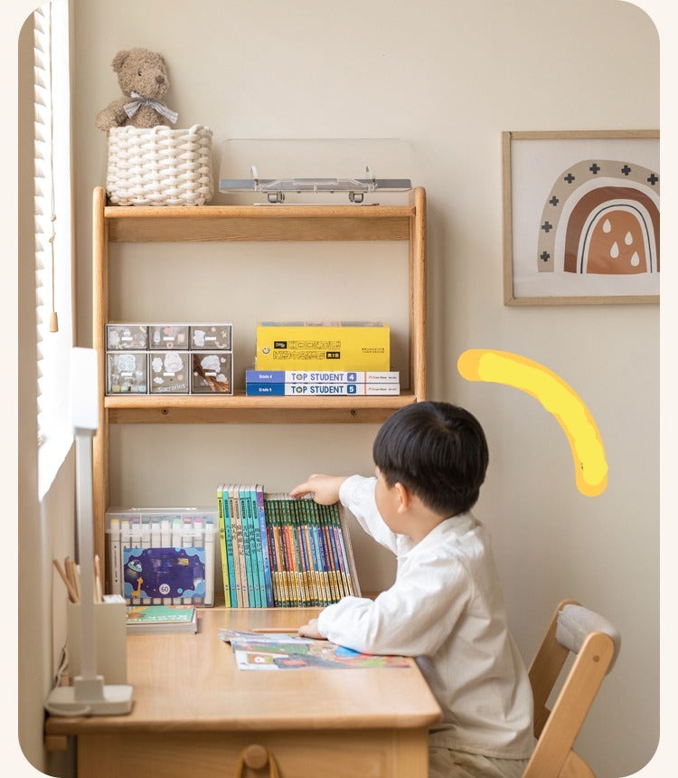 Solid Wood Kids Bookshelf - Oak & Beech Toy Storage Organizer for Bedroom, Playroom & Nursery - Durable & Stylish Children's Furniture