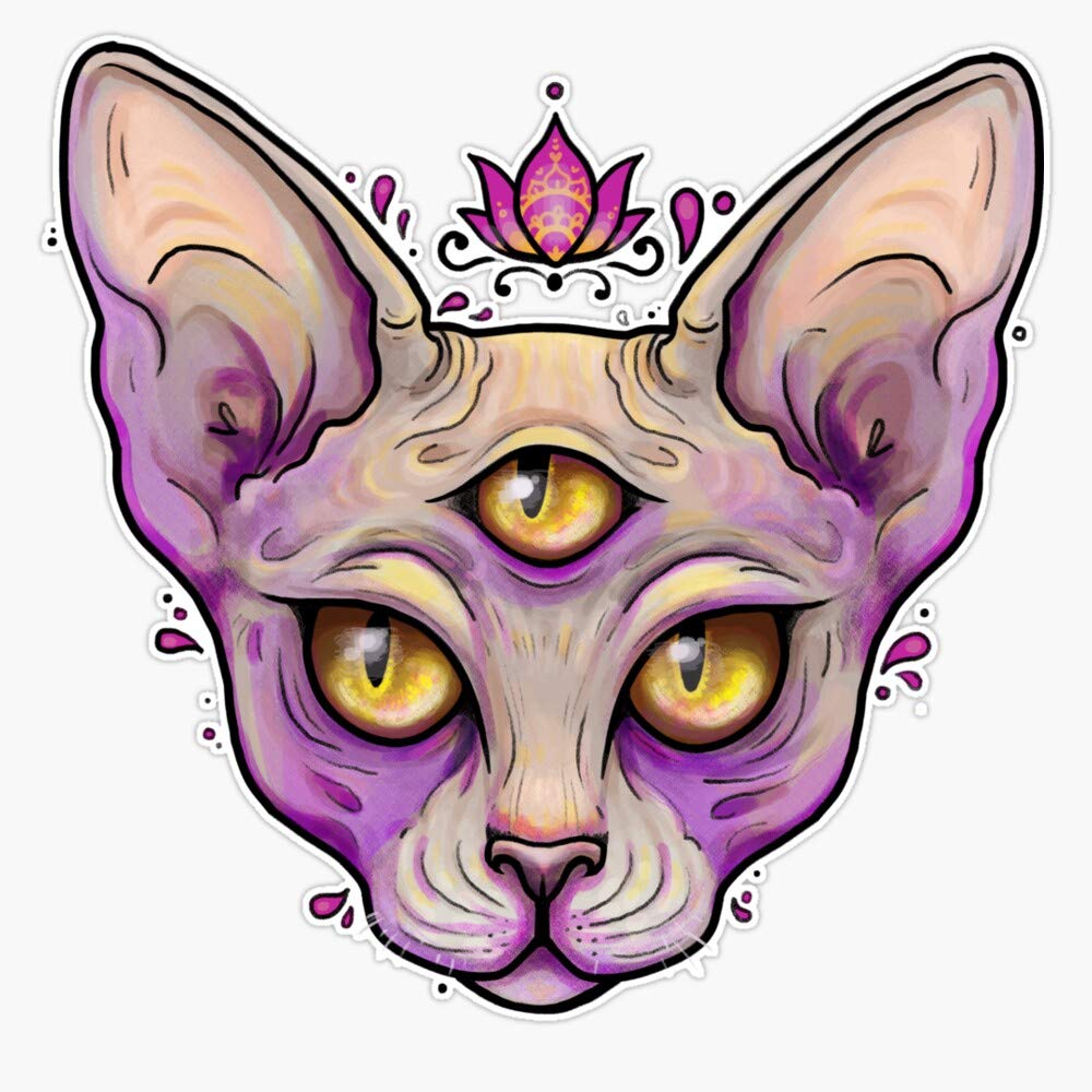 Leyland Designs Third Eye Sphynx Vinyl Sticker - Waterproof Decal for Windows, Cars, Laptops & DIY Crafts (5 Inch) - Perfect for Outdoor Use, Bumper Stickers & Creative Projects