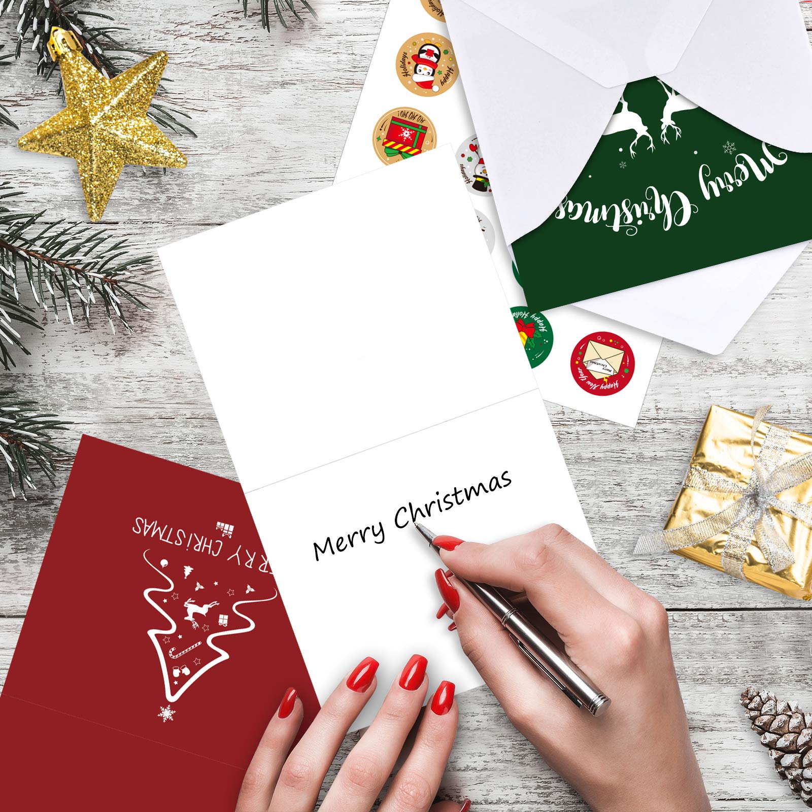 30 Pack MIAHART Christmas Greeting Cards Bulk Set - 6 Festive Holiday Designs with Envelopes, Blank Xmas Cards for Winter Celebrations, Office Parties & Family Gatherings