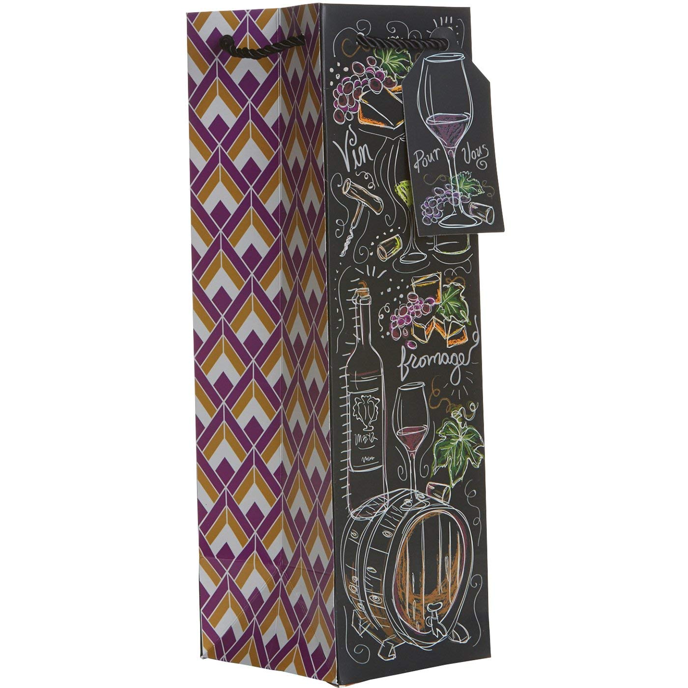 Jillson & Roberts Wine Bottle Gift Bags - 60 Pack Elegant Wine & Cheese Bags for Gifting, Party Favors, Wedding Favors, and Holiday Presents
