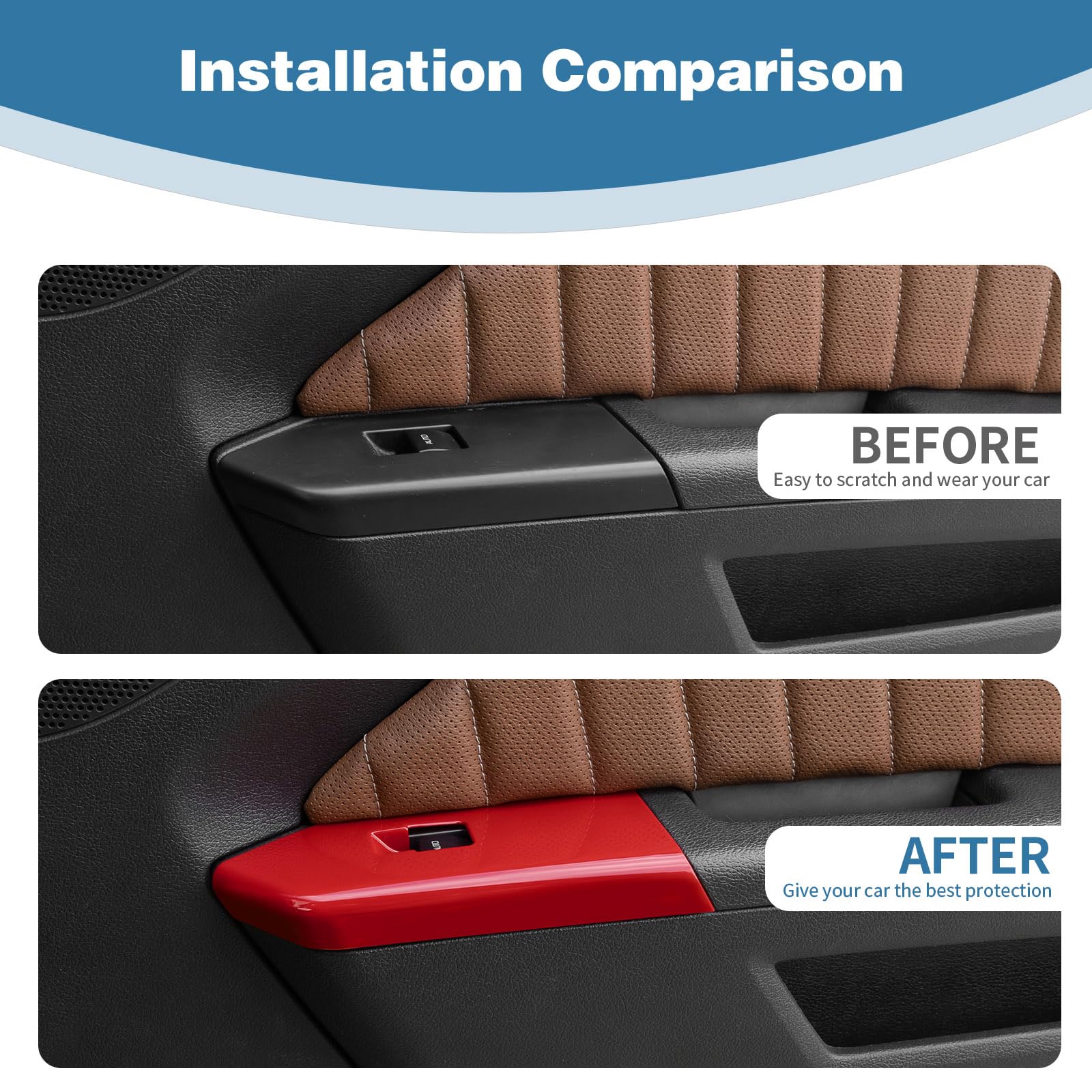 Red Power Window Switch Panel Cover Trim for Ford Mustang 2010-2014 | Interior Accessories Upgrade | Perfect for Car Enthusiasts & Customization Projects