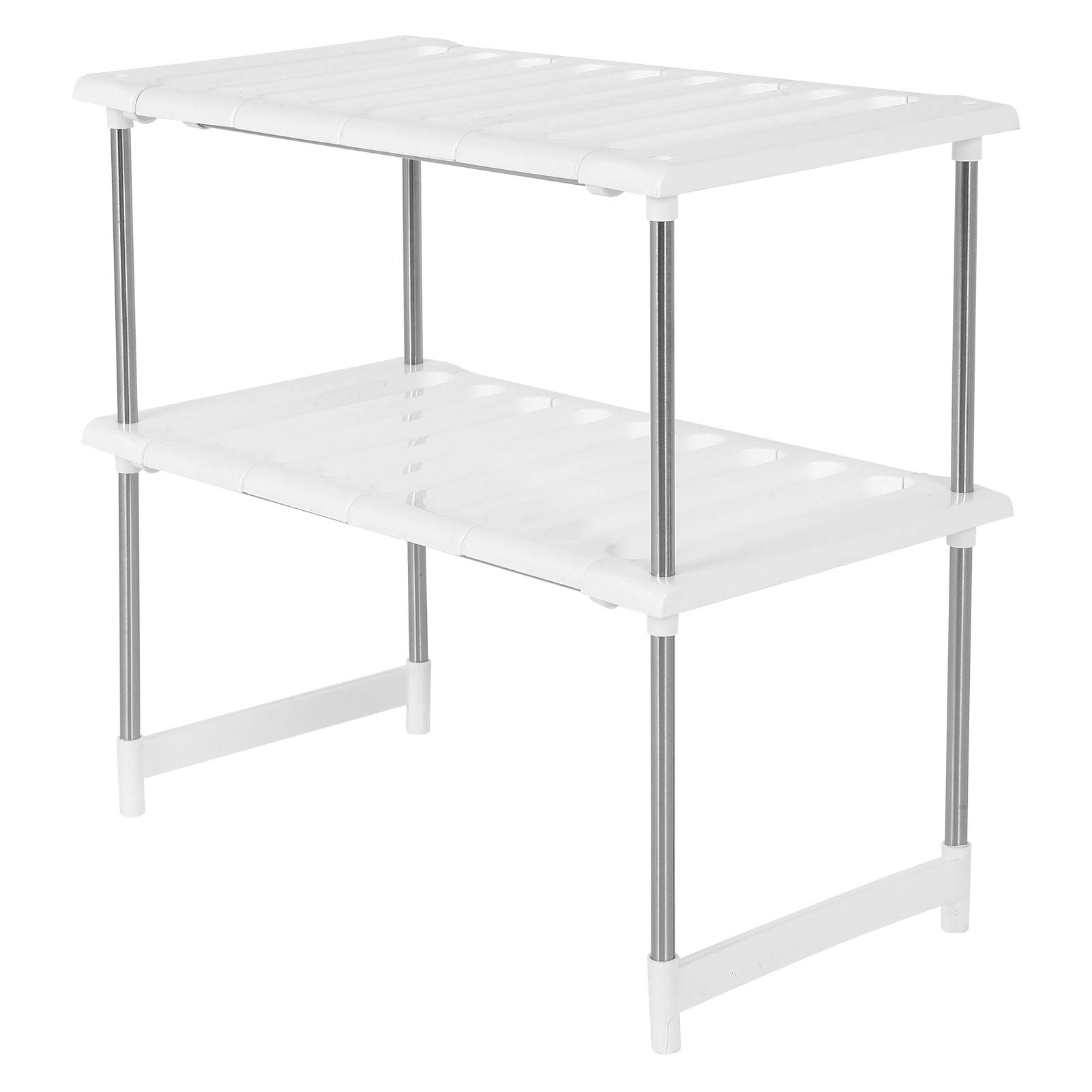 Zerodis 2-Tier Expandable Stainless Steel Under Sink Storage Rack - Multifunctional Kitchen Organizer Shelf for Bathroom, Pantry & Laundry Room Organization