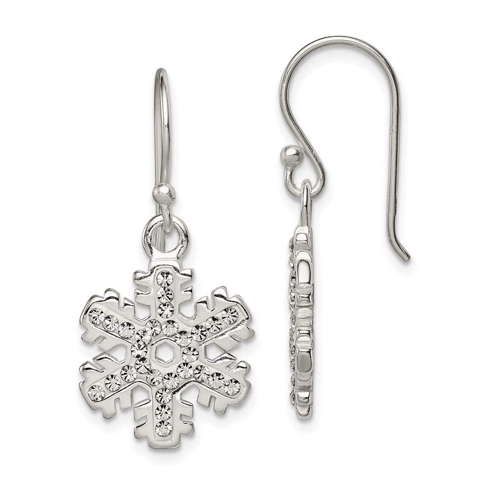 Sterling Silver Stellux Crystal Snowflake Shepherd Hook Earrings for Women - Elegant Winter Holiday Party Jewelry Gift