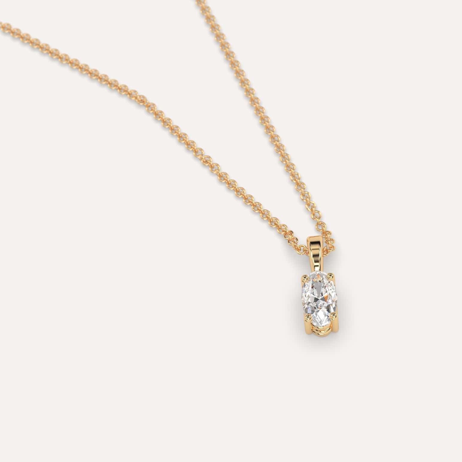 1/4 Carat Oval Diamond Pendant Necklace for Women - 14K White Gold Elegant Jewelry Gift for Anniversary, Valentine's Day & Special Occasions