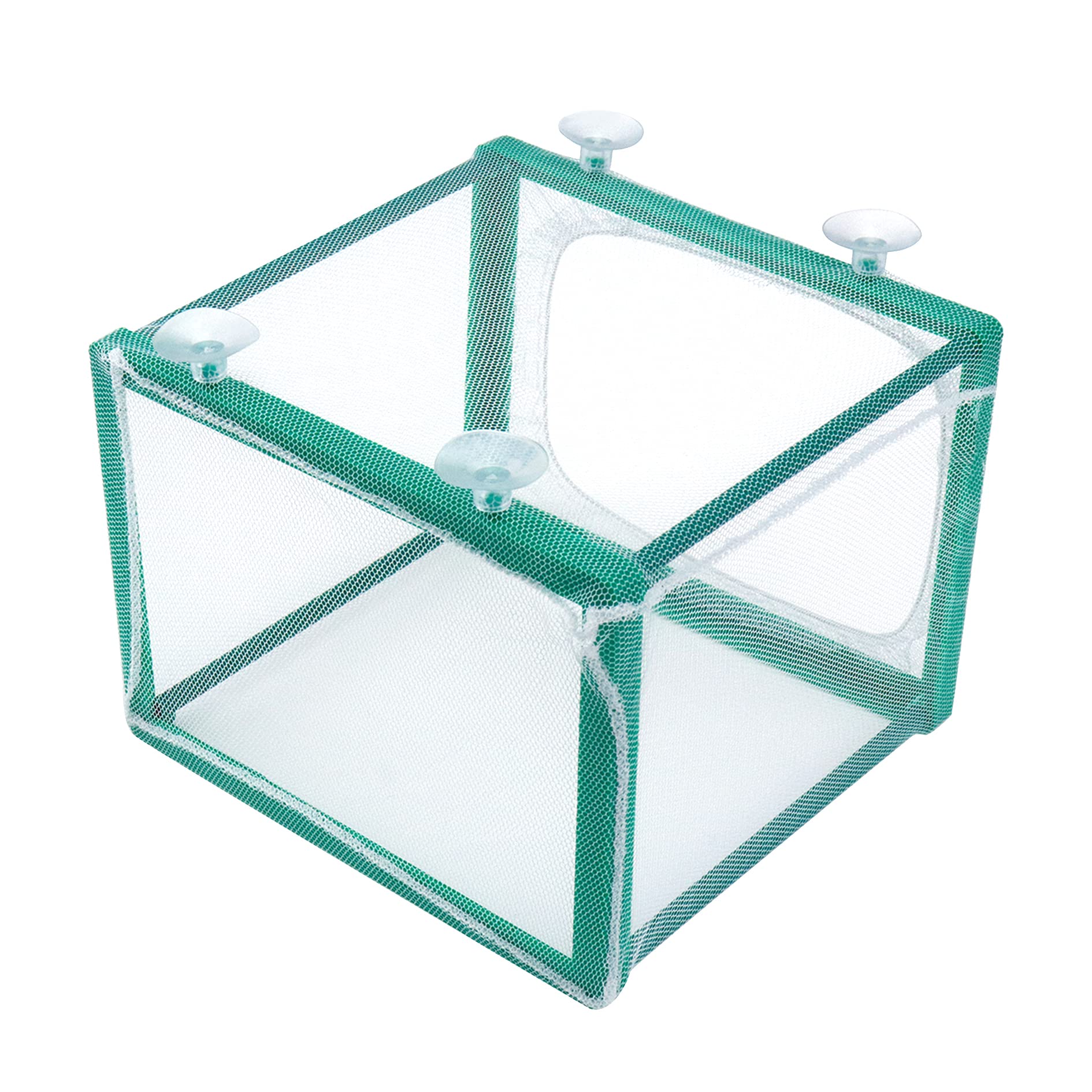 1 Pcs Aquarium Fish Breeder Box with 4 Suction Cups - Green Isolation Tank for Juvenile Fish Spawning & Breeding (6.7