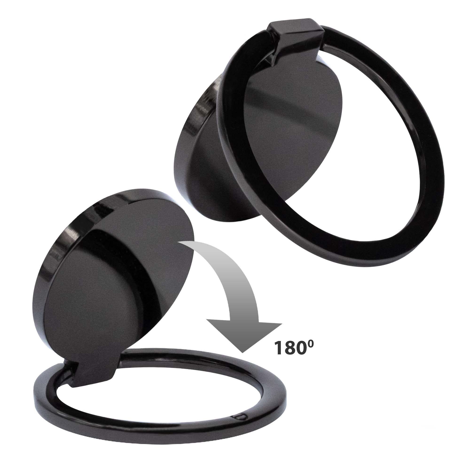 360° Rotating Phone Grip Ring Holder - Shiny Polished Chrome Finger Stand for iPhone Samsung Galaxy (Perfect for Selfies, Videos & Hands-Free Viewing)