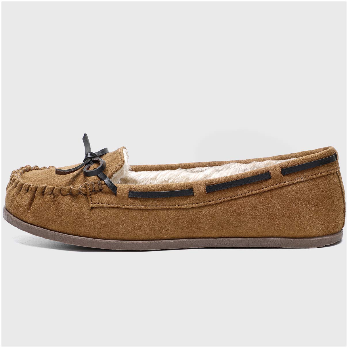 KOLILI Women's Faux Fur Moccasin Slippers - Warm & Cozy Indoor/Outdoor House Shoes with Non-Slip Rubber Sole | Perfect for Winter, Home, Office, and Travel Comfort