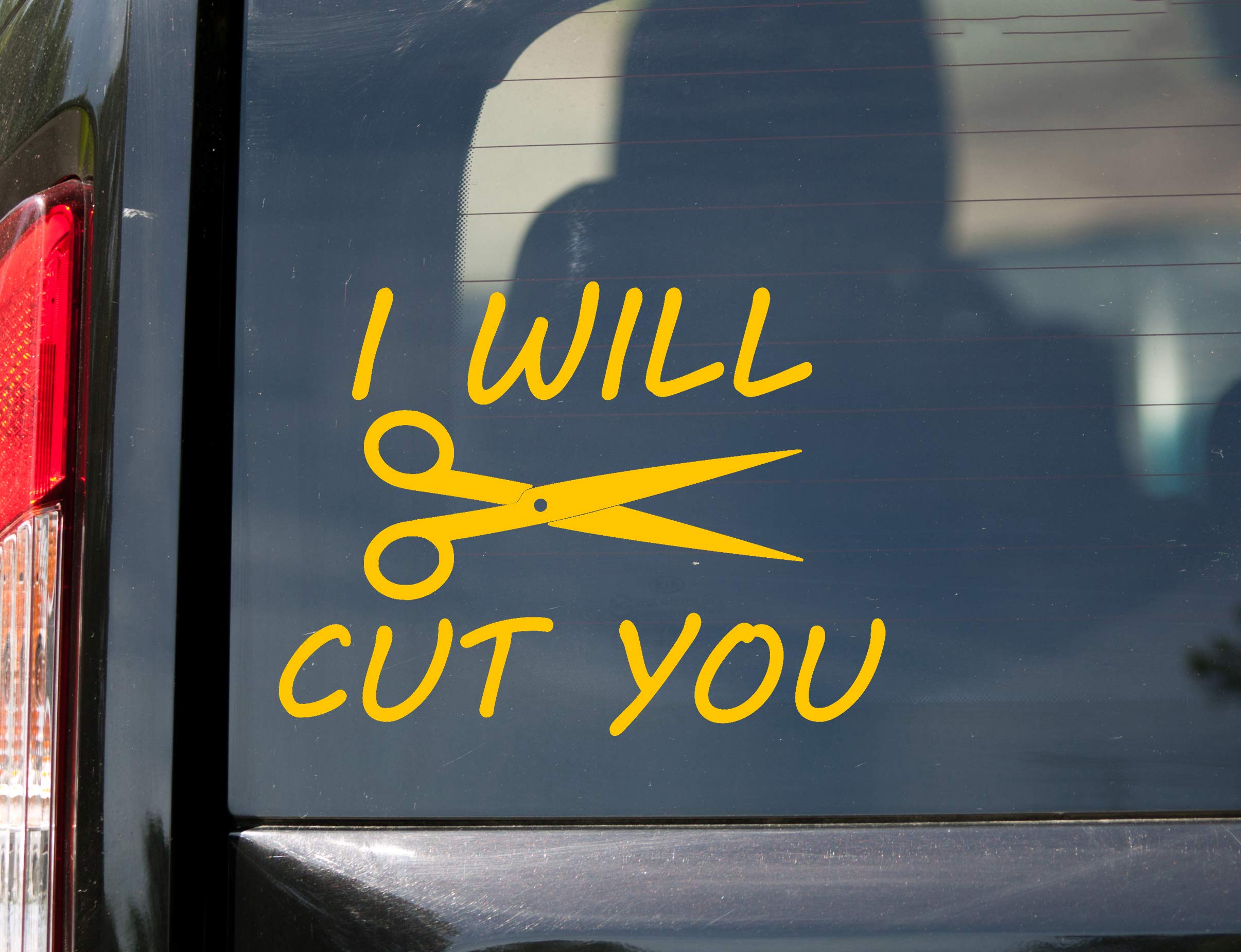 Professional Hairdresser Scissors Vinyl Decal - 'I Will Cut You' Salon Sticker - 5