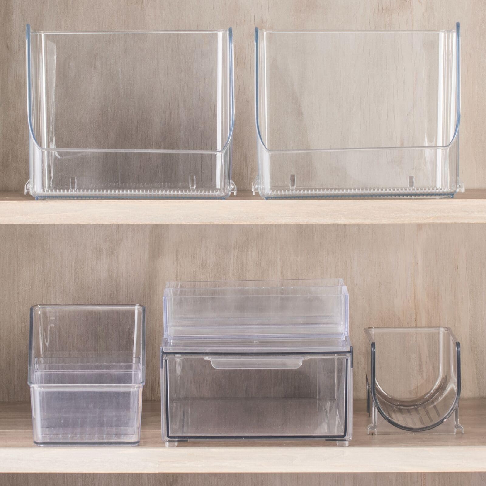 mDesign Stackable Makeup Organizer Set of 3 - Clear Cosmetic Storage Boxes for Nail Polish, Lipstick & Beauty Products - Bathroom & Bedroom Organization Solutions