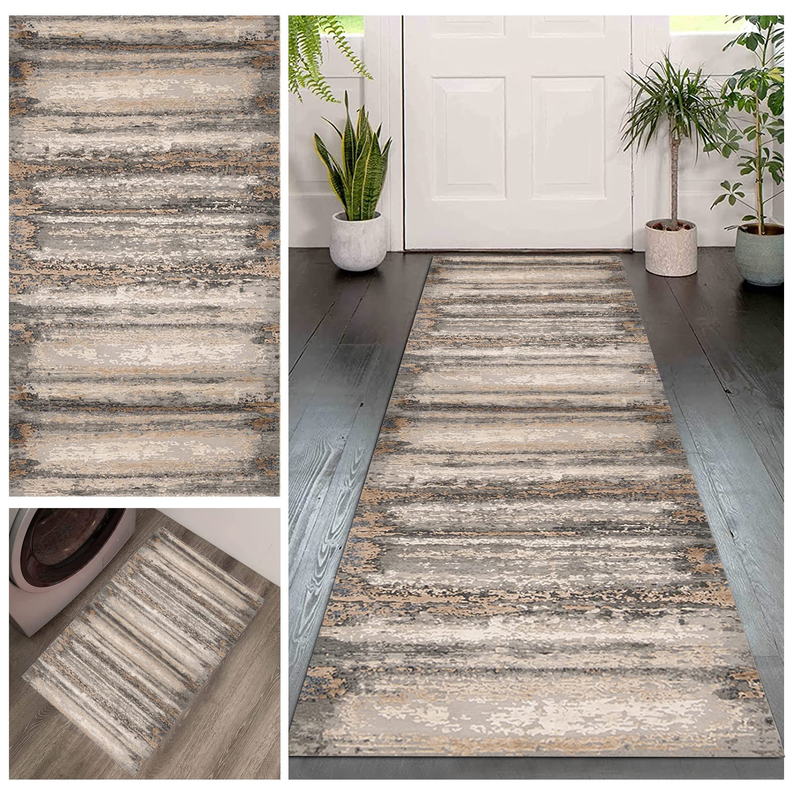 Runner Rug for Hallways & Kitchen - Machine Washable, Stain Resistant, Non-Shed Carpet - Perfect for Laundry Room, Living Room, Bathroom & Entryway - Durable & Easy to Clean Floor Mat for High Traffic Areas