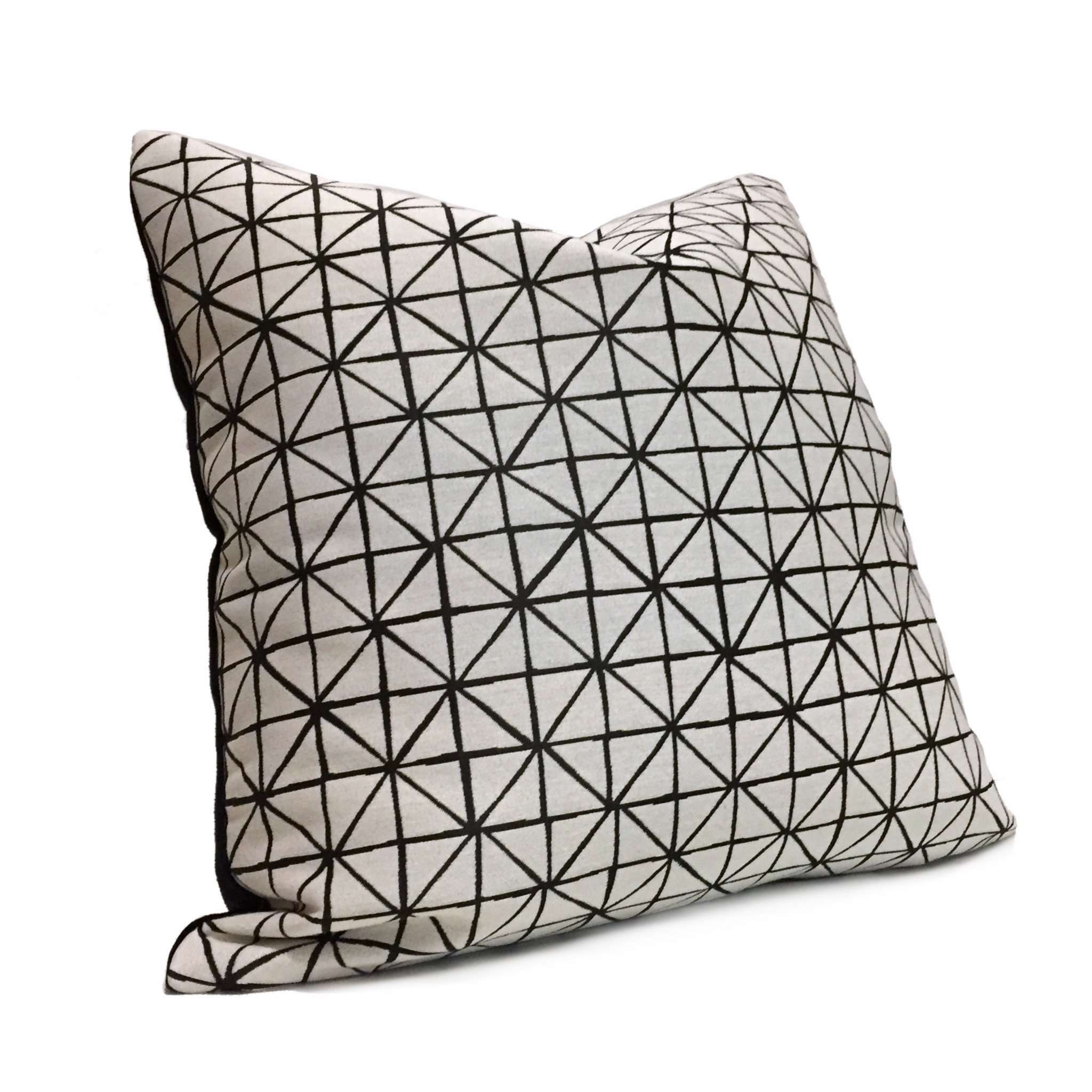 Modern Geometric Grid Black & Off-White Pillow Cover - Stylish Decorative Throw Pillow Case for Sofa, Bed & Home Decor