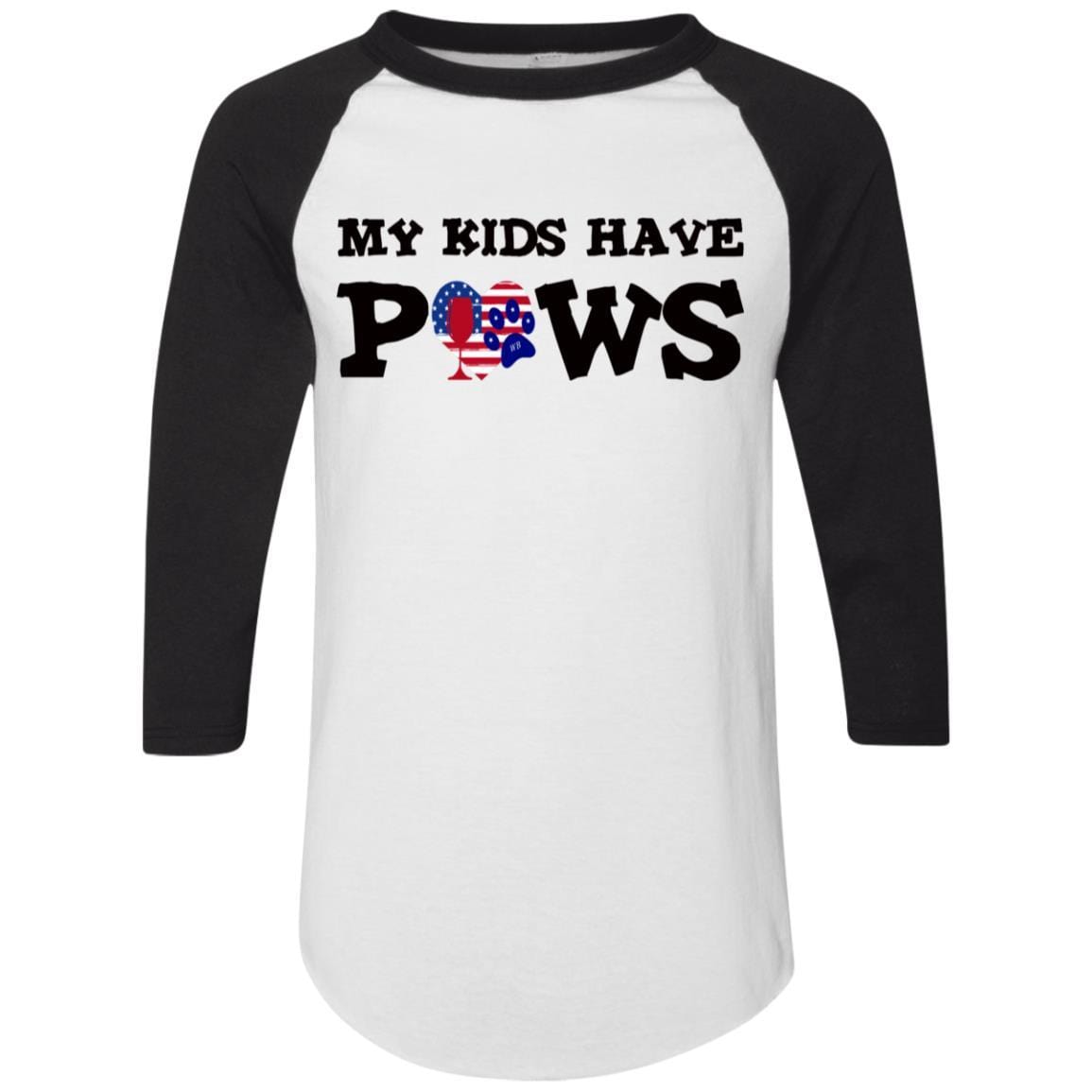 My Kids Have Paws Colorblock Raglan Jersey - Funny Dog Lover T-Shirt for Women | WineyBitches.Co | Perfect for Pet Owners, Dog Moms & Animal Lovers