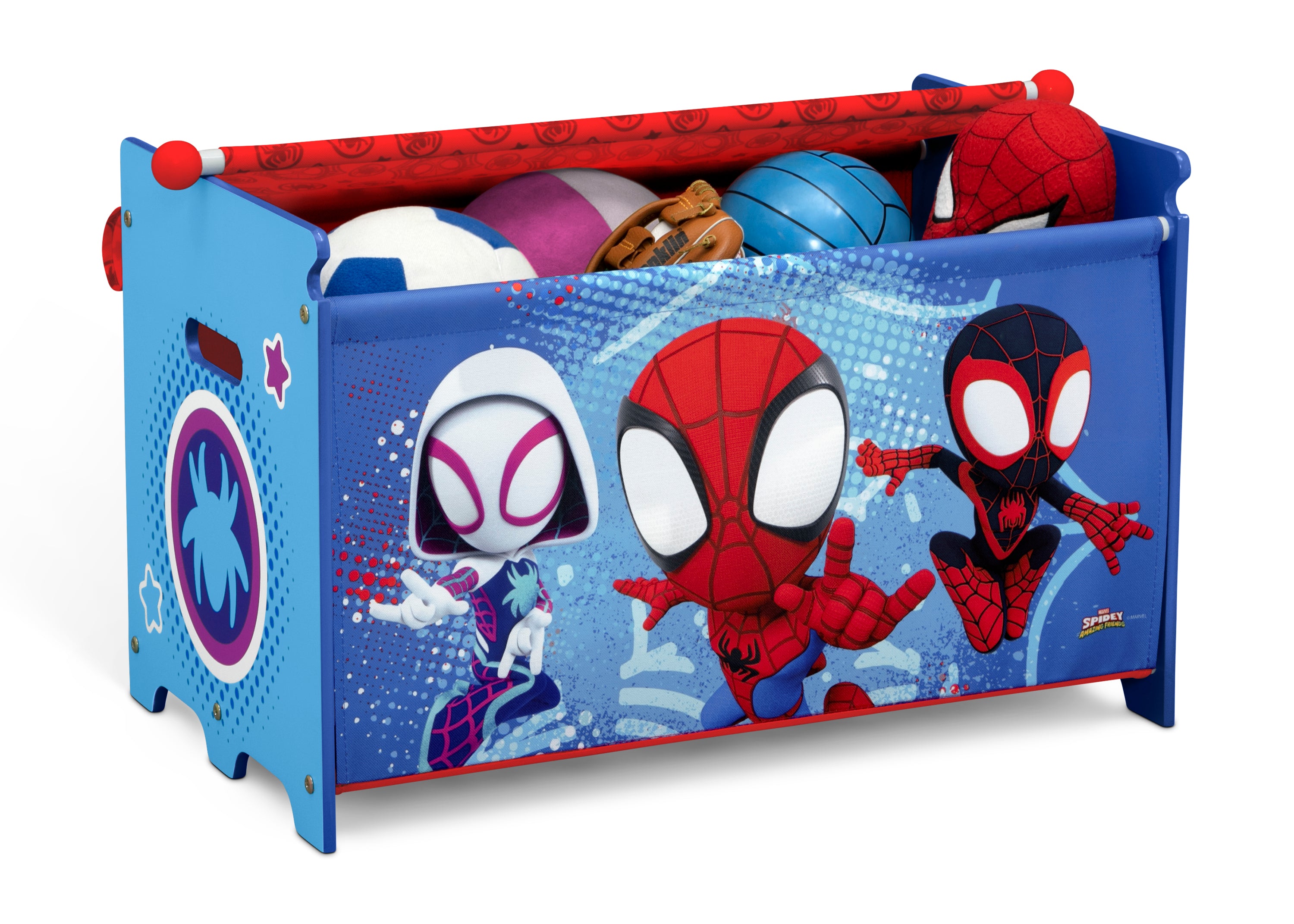 Marvel Spidey and His Amazing Friends 4-Piece Toddler Bedroom Set - Includes Toddler Bed, Play Table, Chair & Toy Storage Box | Complete Kids Room Decor for Superhero Fans | Perfect for Bedrooms, Playrooms & Daycare Centers