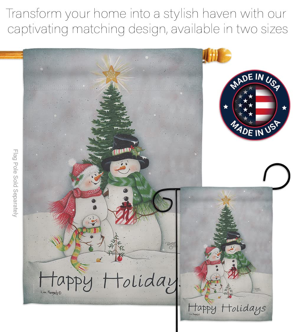 Snowman Family Christmas Garden Flag Set 13x18.5in - Winter Yard Decor