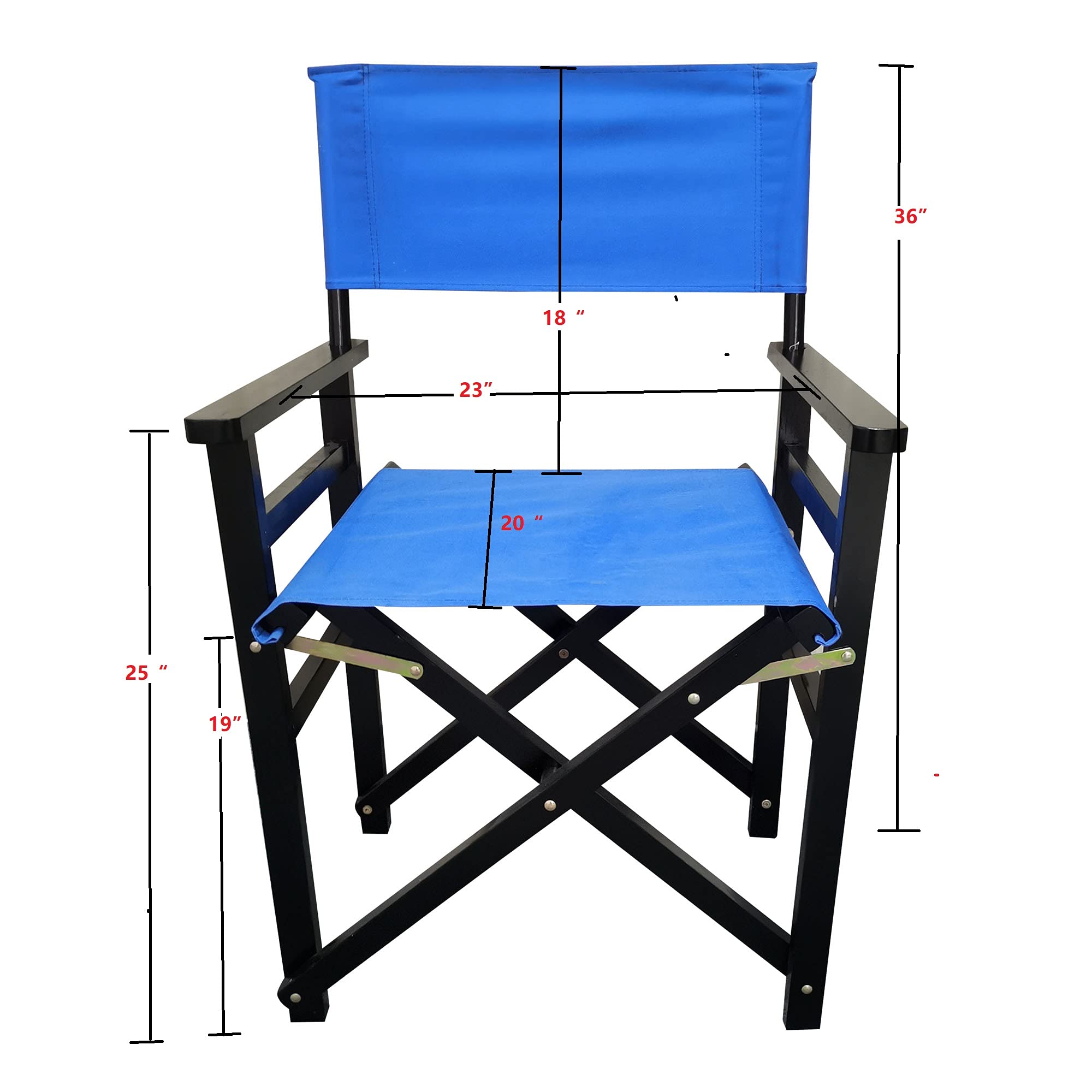 2-Pack Portable Folding Director Chairs - Wooden Frame with Durable Canvas Seat - Lightweight Camping Chairs for Outdoor, Patio, Garden, Fishing & Indoor Use - Easy Fold Design (Blue) - Perfect for BBQs, Beach Trips, Tailgating & Backyard Relaxation