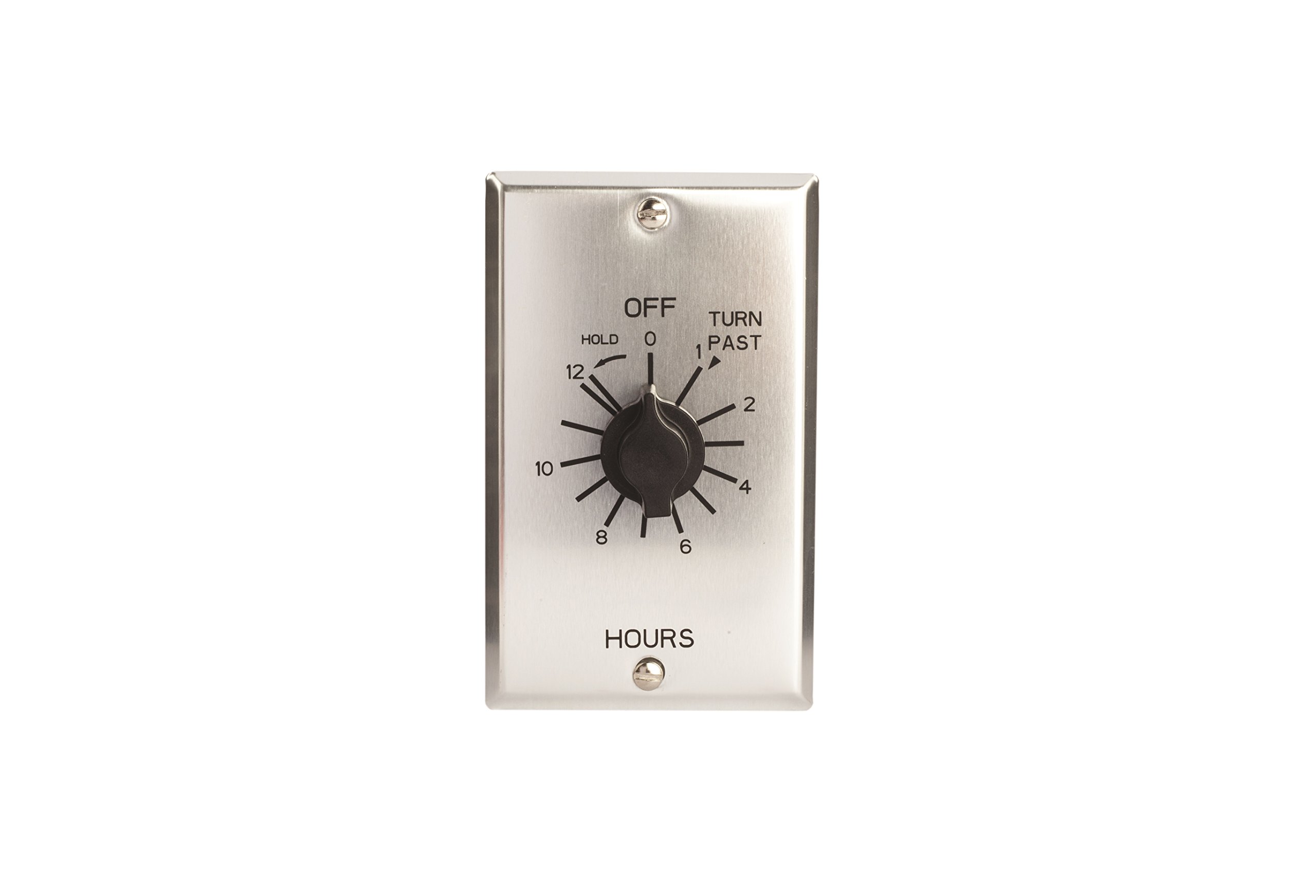 TORK C512HH 12-Hour Spring-Wound In-Wall Timer with Hold Setting & Metal Plate - Automatic Shutoff for Motors, Lights, Pumps, Fans (Ideal for Home, Office, Garage, Workshop)