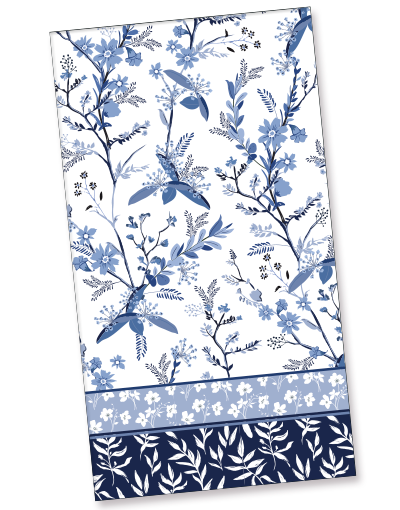 Premium Blue Botanical Floral Guest Towel Napkins - 36 Count Soft Cotton Cocktail Napkins for Parties, Weddings & Home Decor