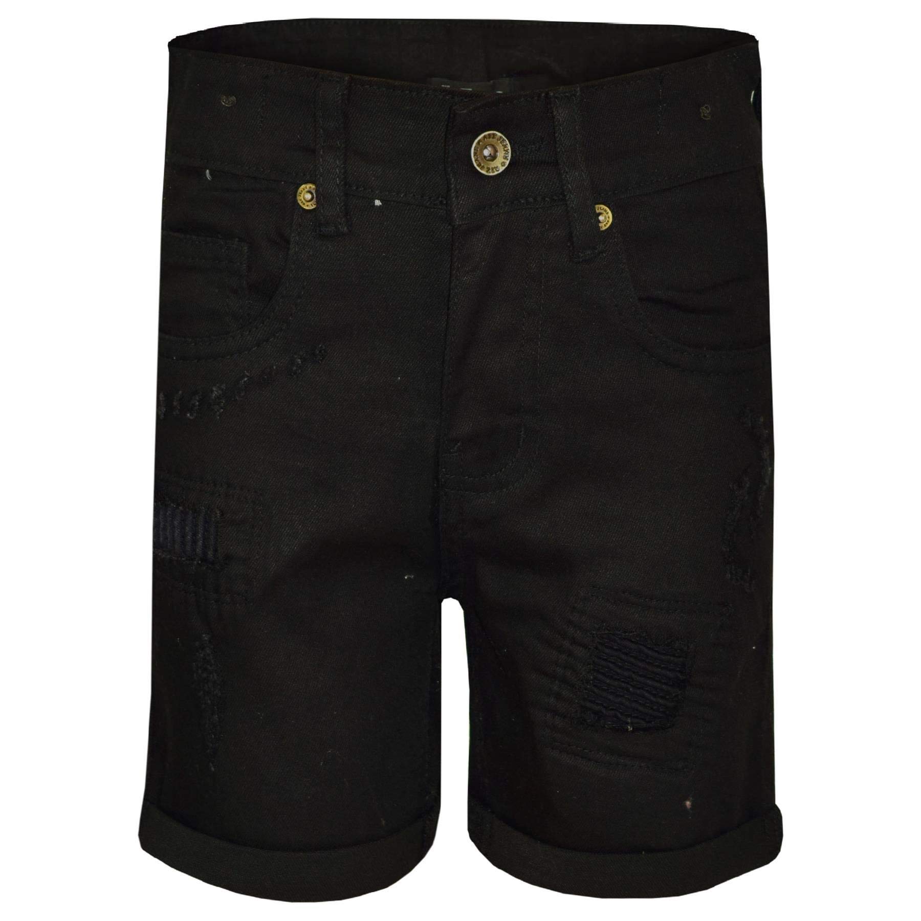 Boys' Ripped Black Denim Shorts - Stretch Comfort Jeans Pants for Kids Age 5-13 | Casual Summer Wear & Playtime Outfits