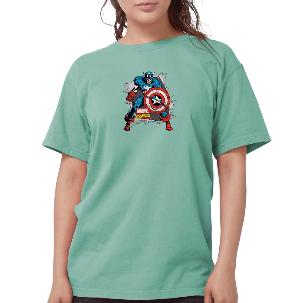 Captain America Ripped Women's Comfort Colors T-Shirt - Vintage Superhero Graphic Tee for Marvel Fans | Casual Wear, Cosplay, Comic Con Outfits