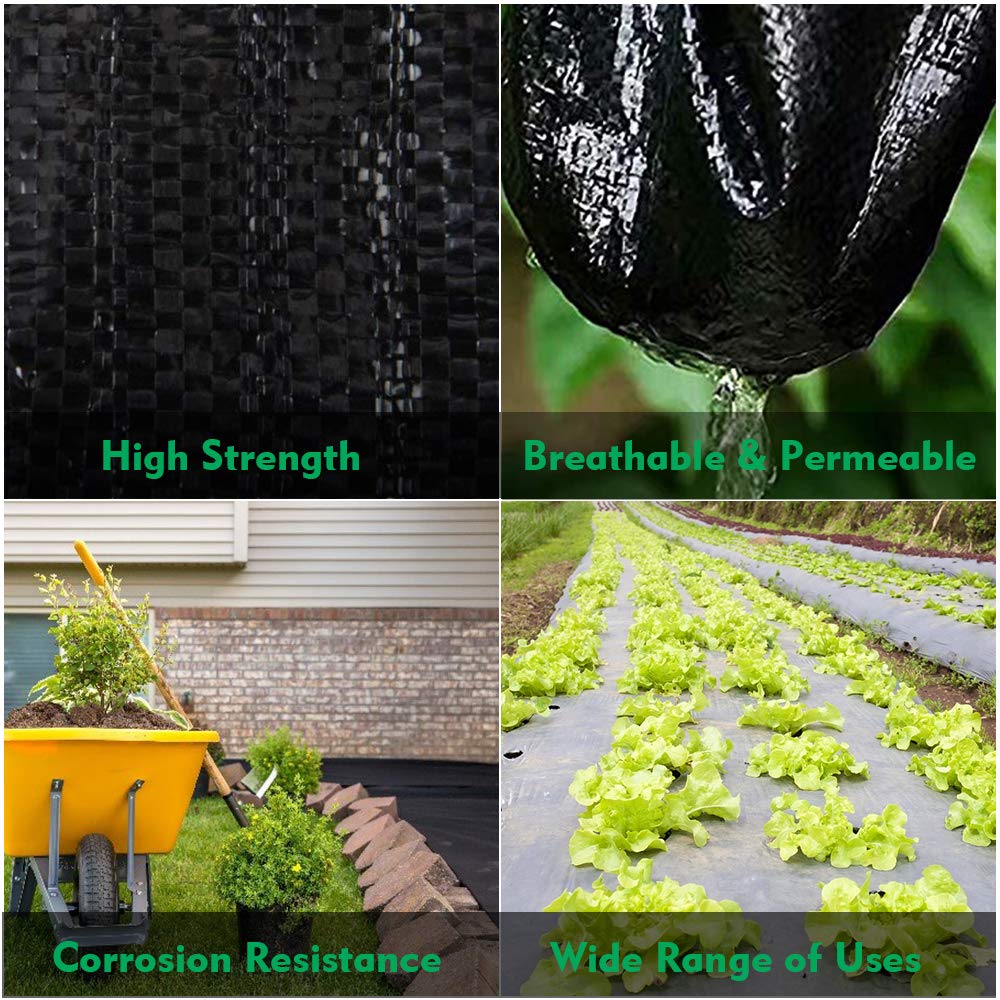 Premium 5oz Heavy Duty Weed Barrier Landscape Fabric - Commercial Grade Ground Cover for Gardening, 6ft x 300ft, Black | Ideal for Weed Control in Gardens, Landscaping Projects & Agricultural Use