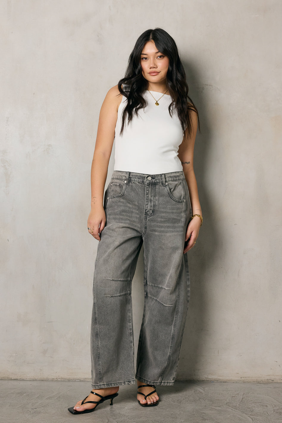 Lisette High Waist Barrel Jeans for Women - Trendy Grey Denim Pants | Perfect for Casual Outfits & Streetwear