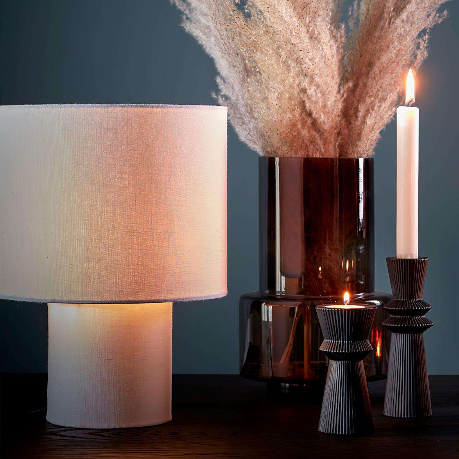 Lina Textured Fabric Table Lamp - Modern Bedside & Living Room Lighting for Home Decor - Soft Glow Accent Lamp for Bedroom, Office, or Study