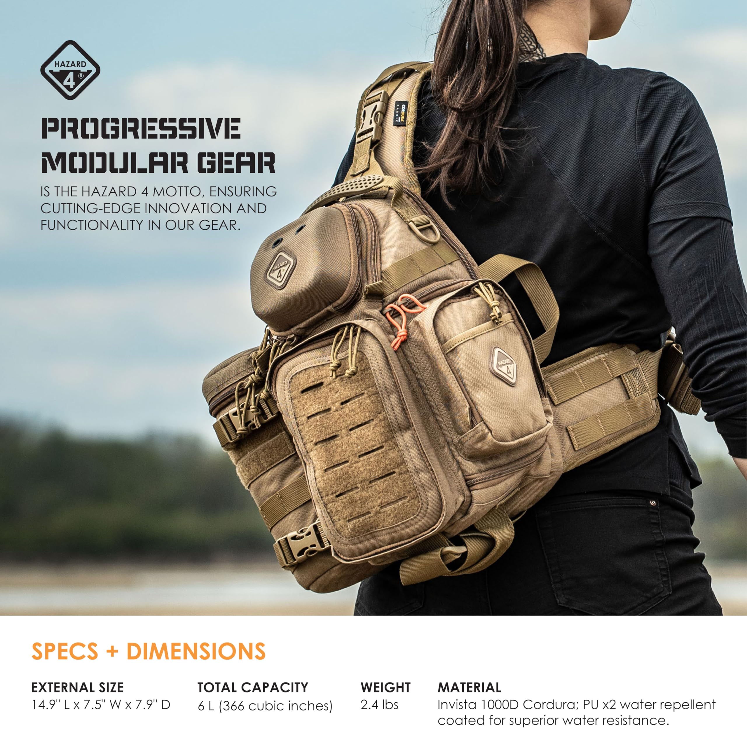 Hazard 4 Freelance Tactical Sling Bag - Water Resistant Crossbody Camera & Drone Carrier with MOLLE Attachment (6L) - Perfect for Outdoor Photography, Travel & Adventure Activities