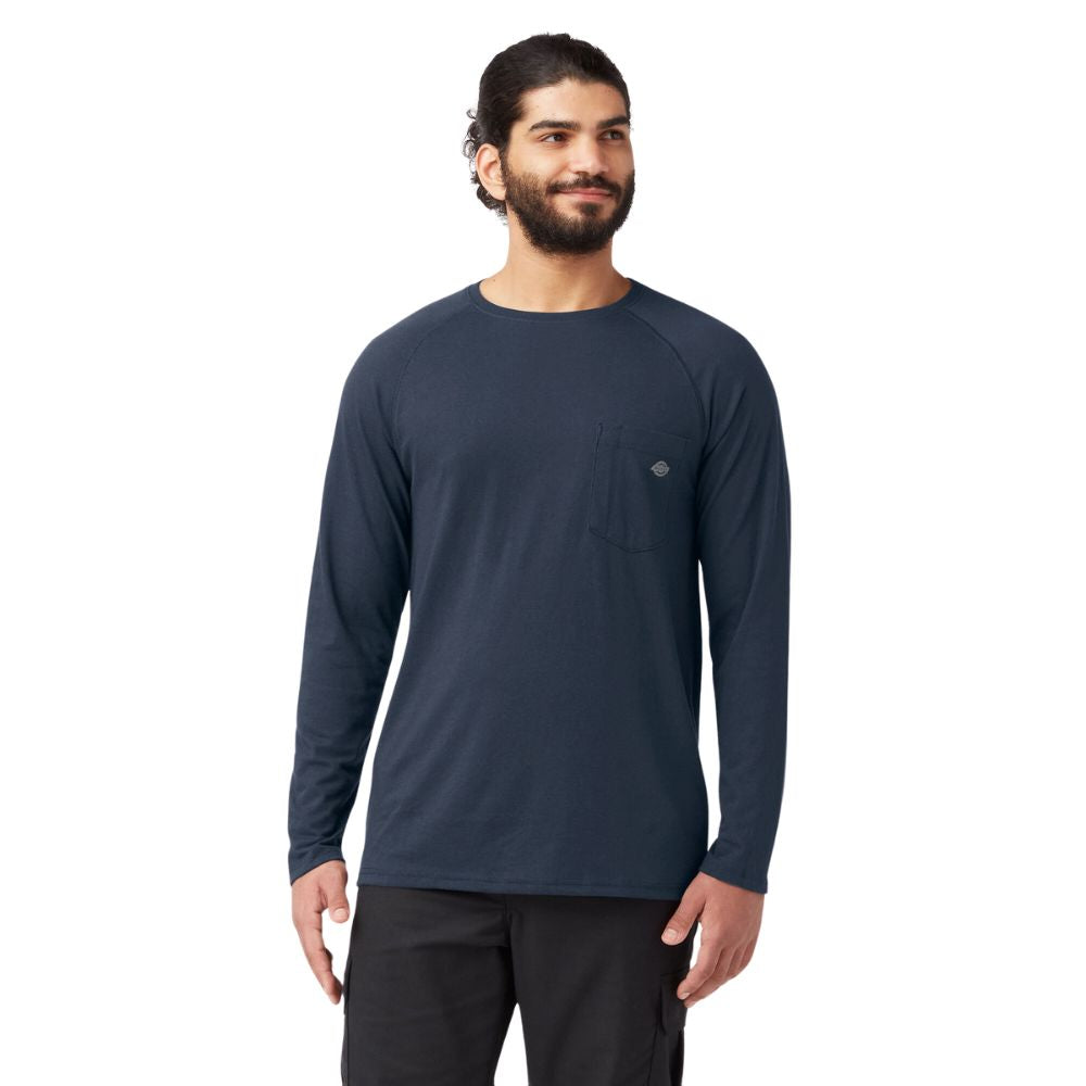 Dickies Men's Cooling Performance Long Sleeve Pocket T-Shirt - Moisture Wicking Work Shirt for Hot Weather & Outdoor Activities