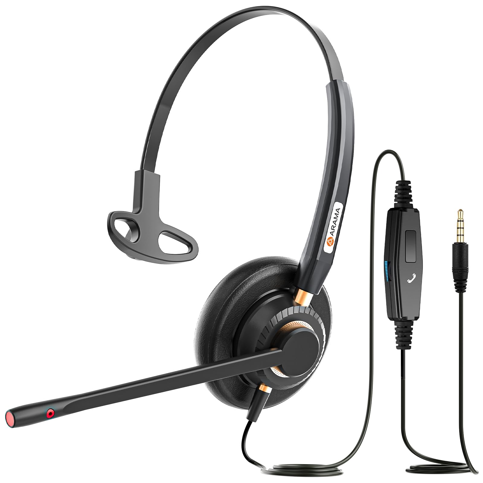 Noise Cancelling Wired Headset with Mic - 3.5mm Universal Headphones for iPhone, Samsung, PC, iPad - Computer Headset for Skype, Business Calls, Office Work & Online Meetings - Crystal Clear Chat Audio