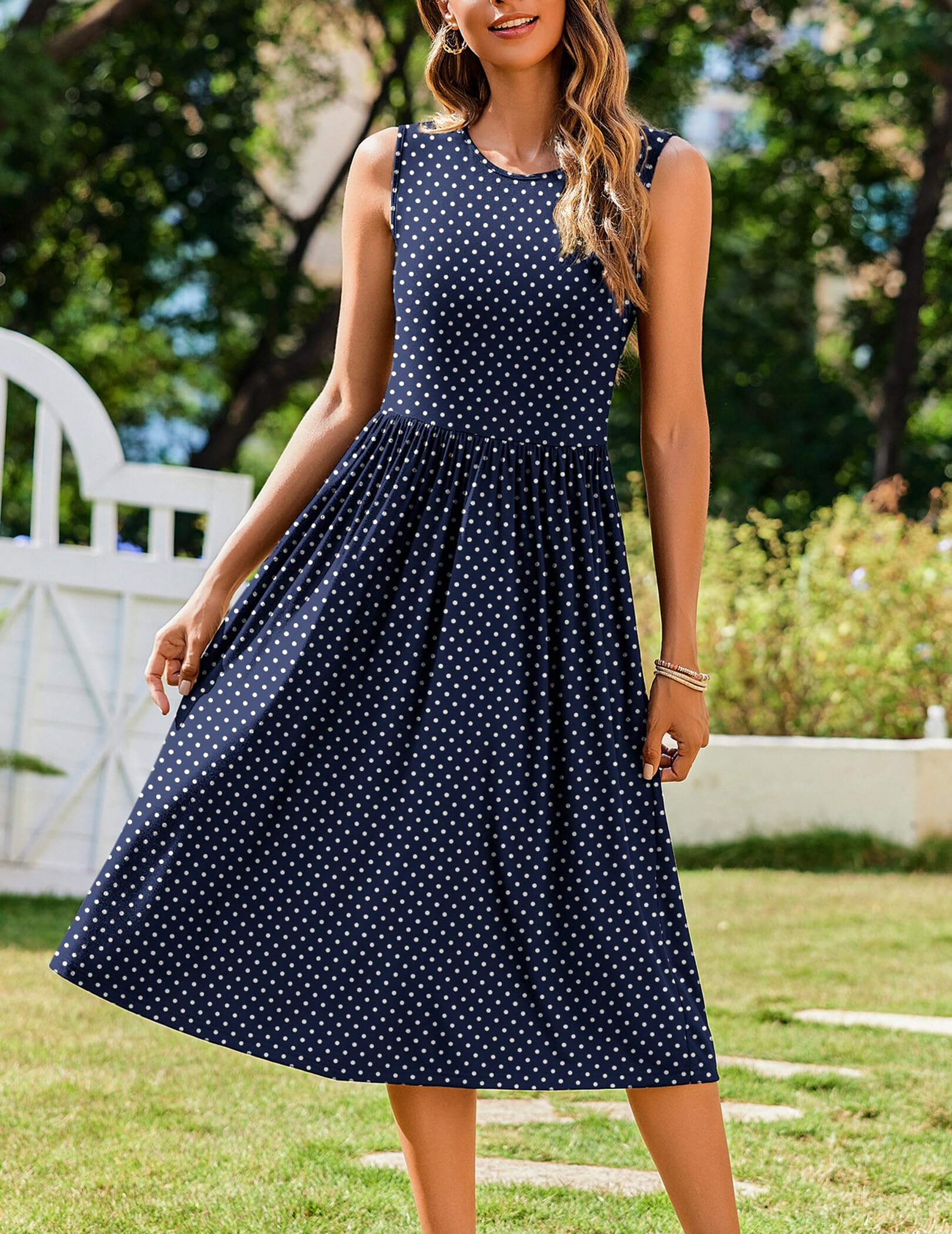 Zeagoo Women's Summer Floral Tank Midi Dress with Pockets - Sleeveless A-Line T-Shirt Dress, Casual Flowy Beach Sundress for Vacation, Date Night & Outdoor Activities